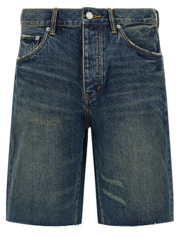 PURPLE Blaue Baumwoll-Bermudashorts