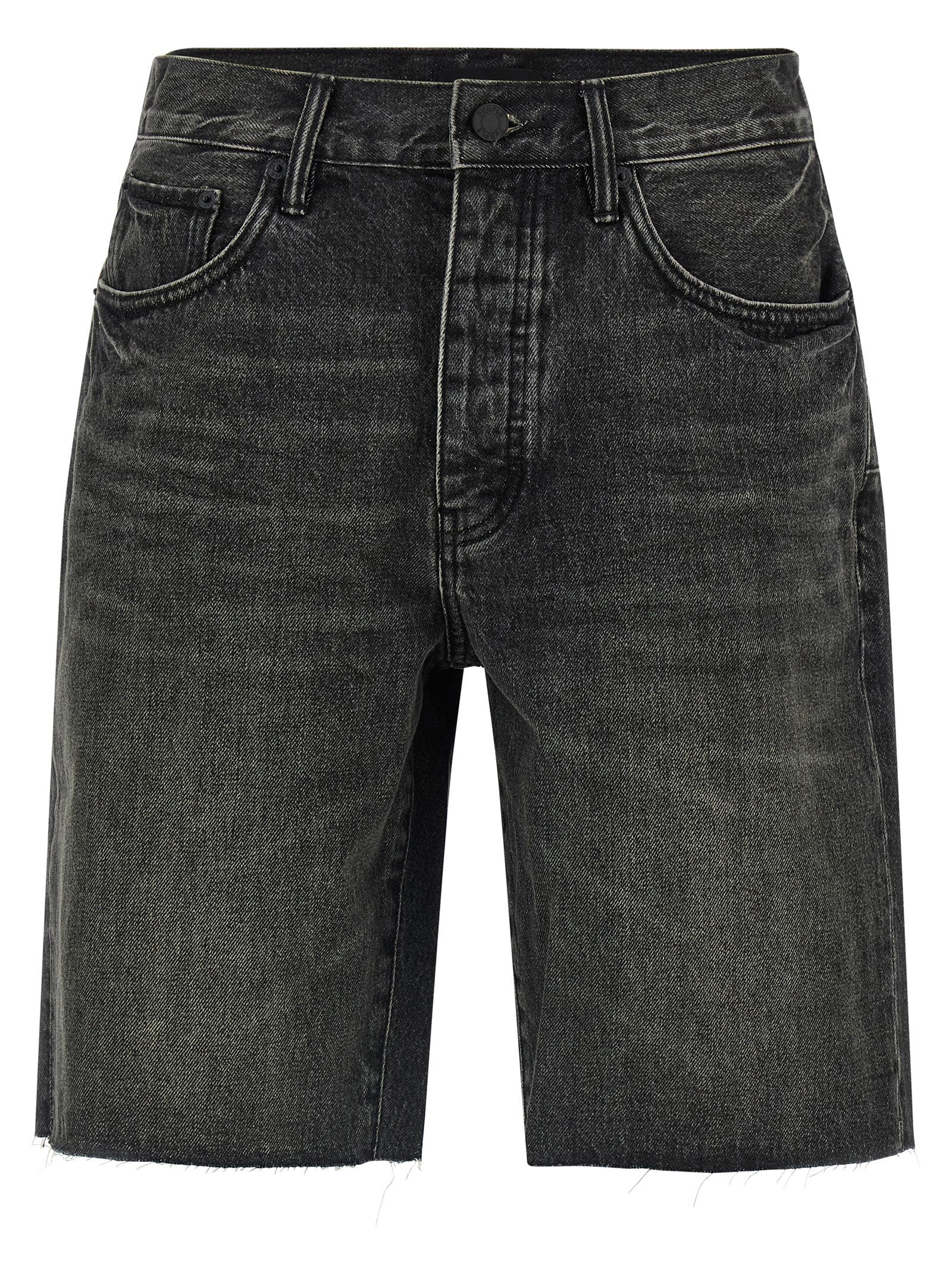 PURPLE Schwarze Baumwoll-Bermudashorts