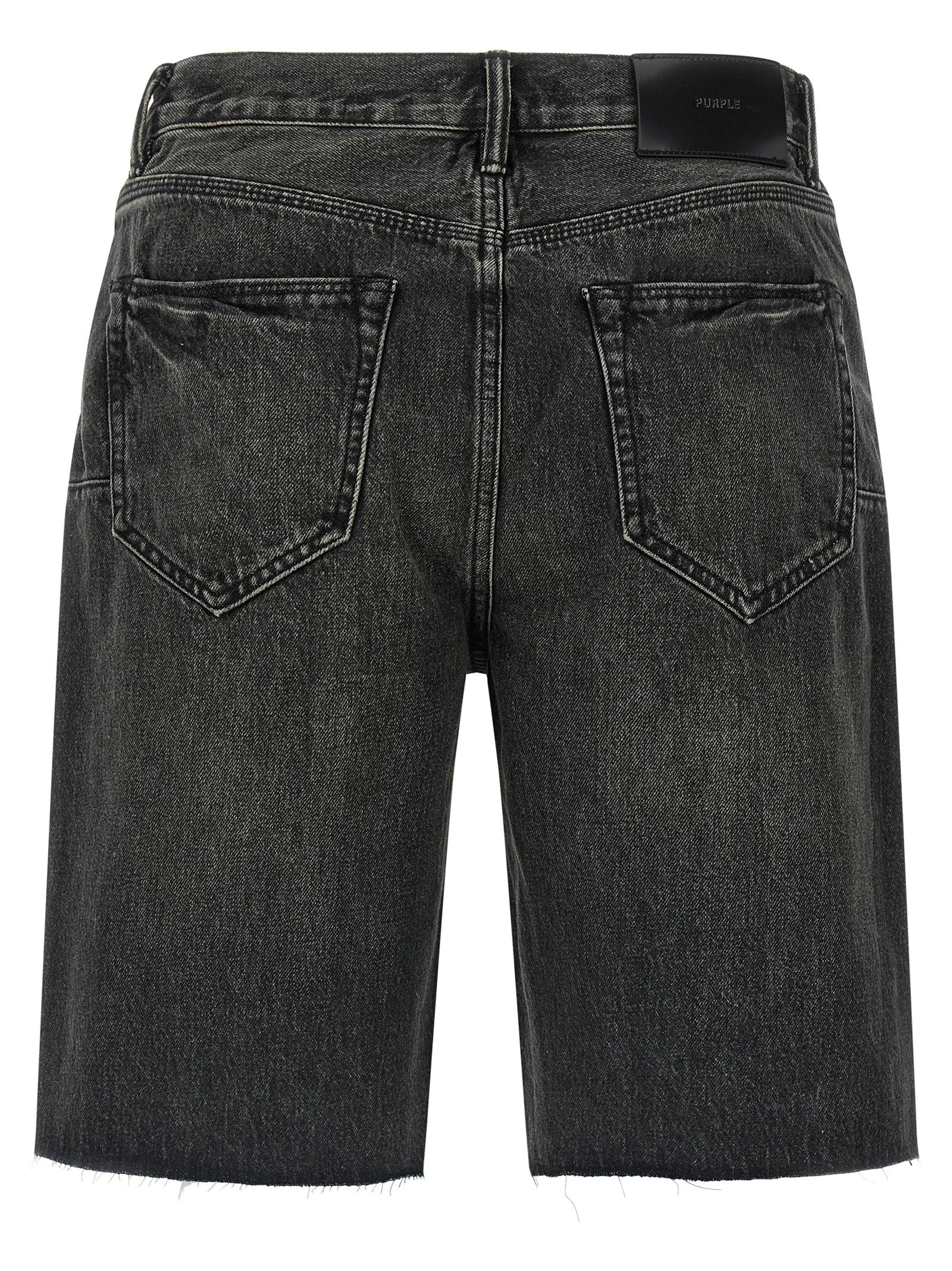 PURPLE Schwarze Baumwoll-Bermudashorts