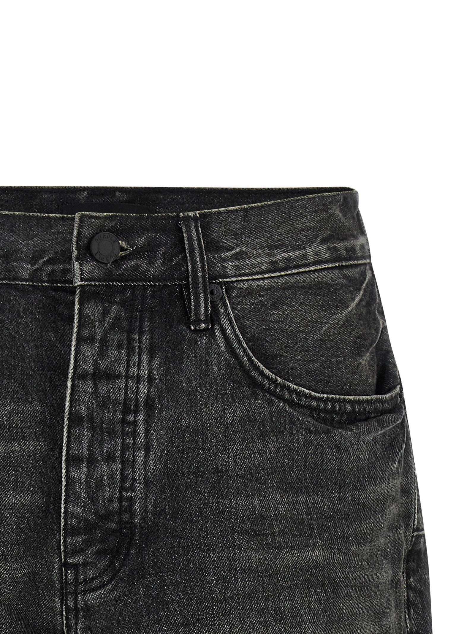 PURPLE Schwarze Baumwoll-Bermudashorts