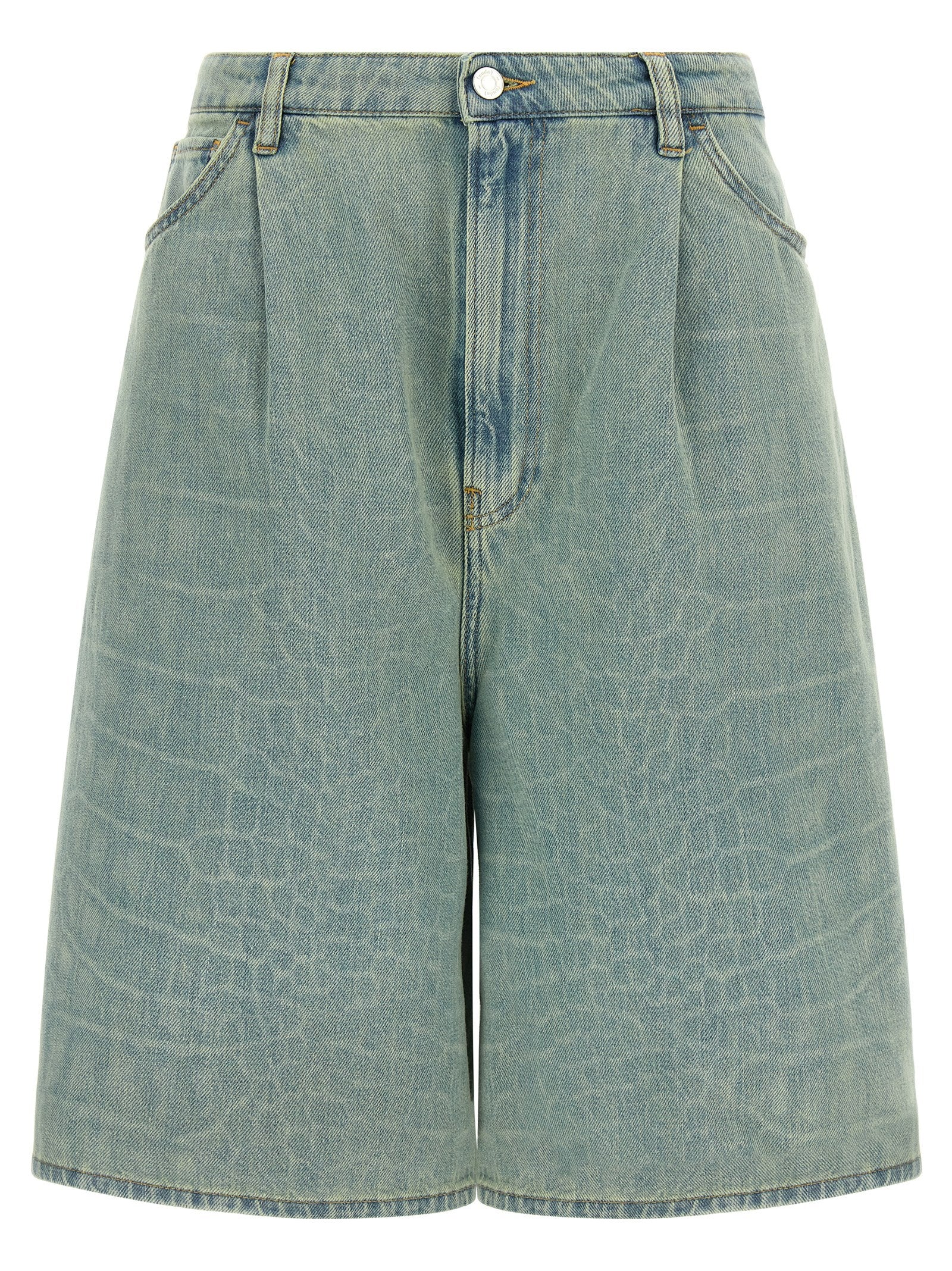 NUDE Blaue Baumwoll-Bermudashorts