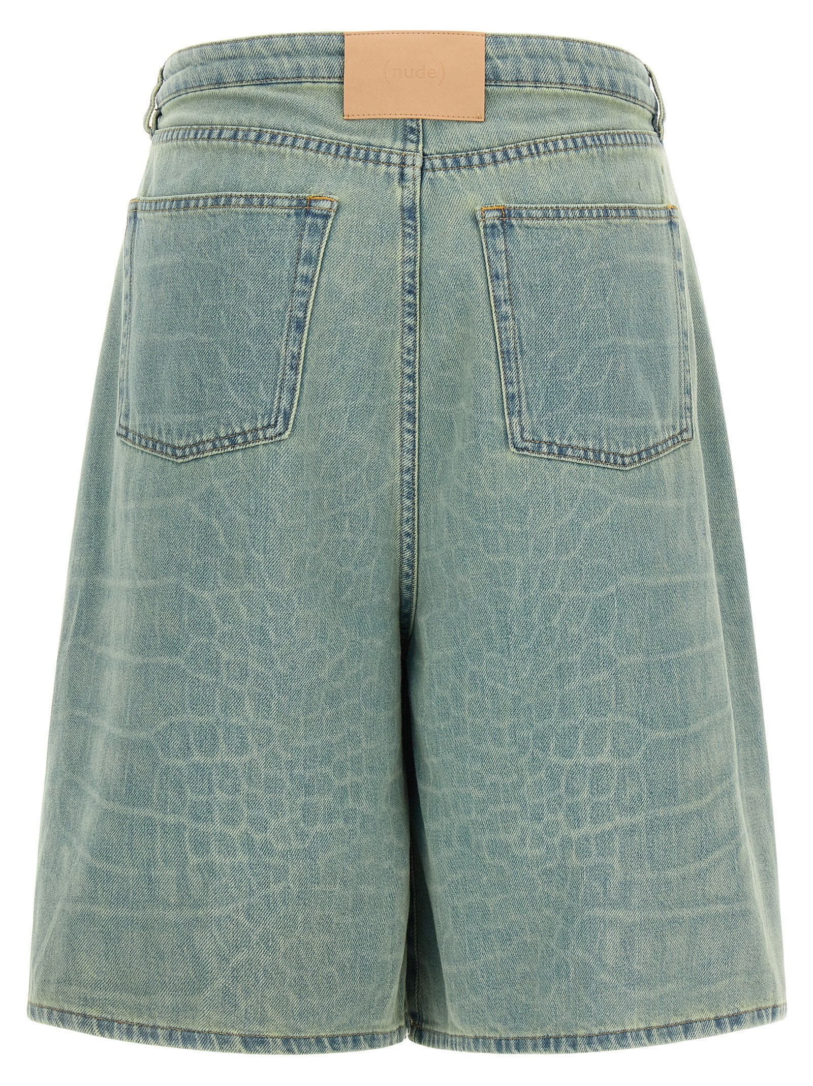 NUDE Blaue Baumwoll-Bermudashorts