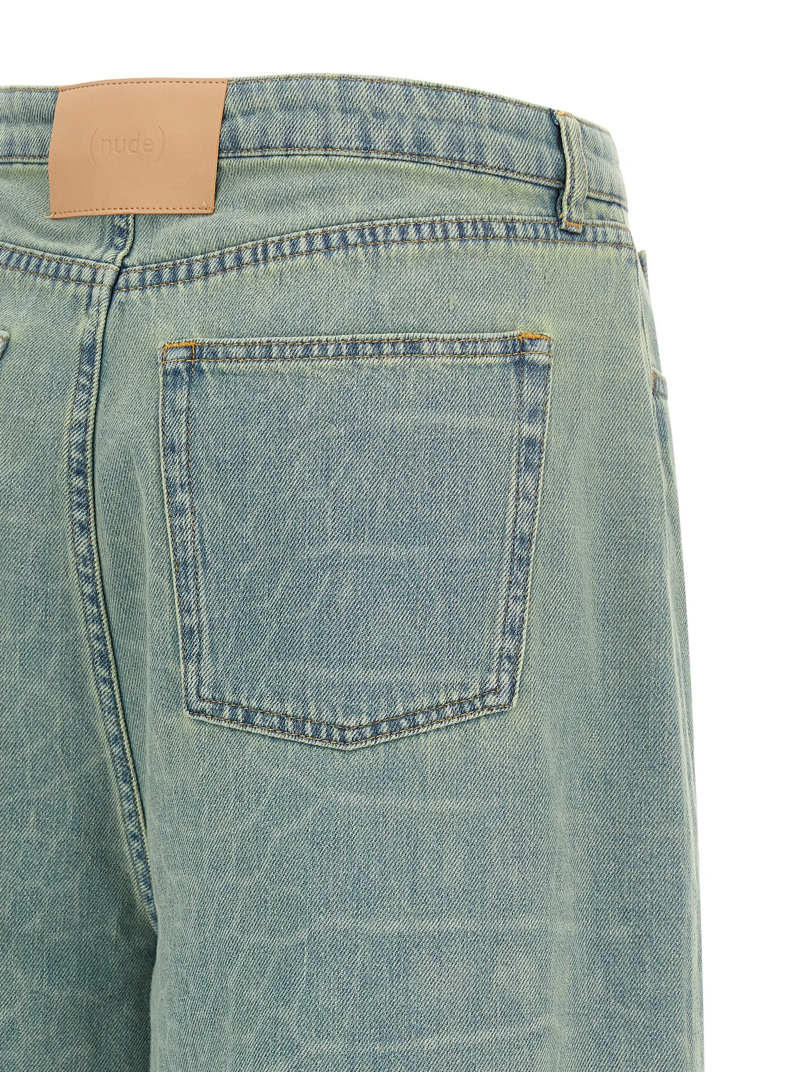 NUDE Blaue Baumwoll-Bermudashorts