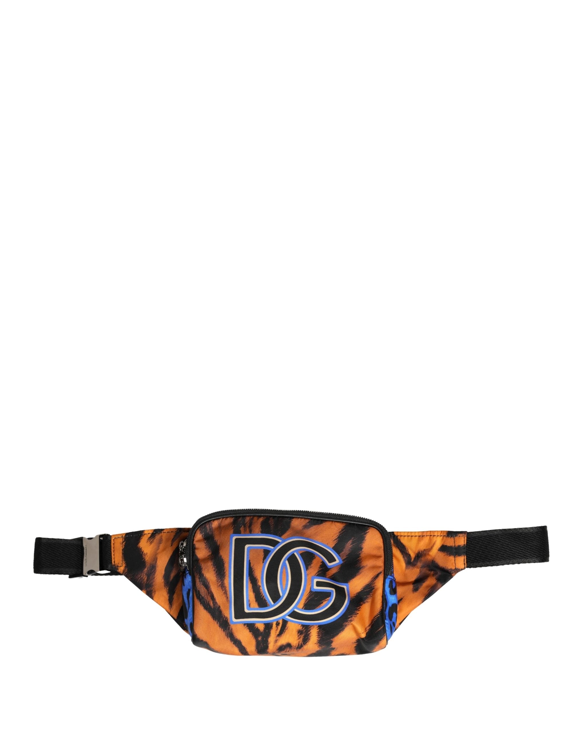 Dolce & Gabbana Braune Bauchtasche aus Nylon mit Tiger-Print für Herren