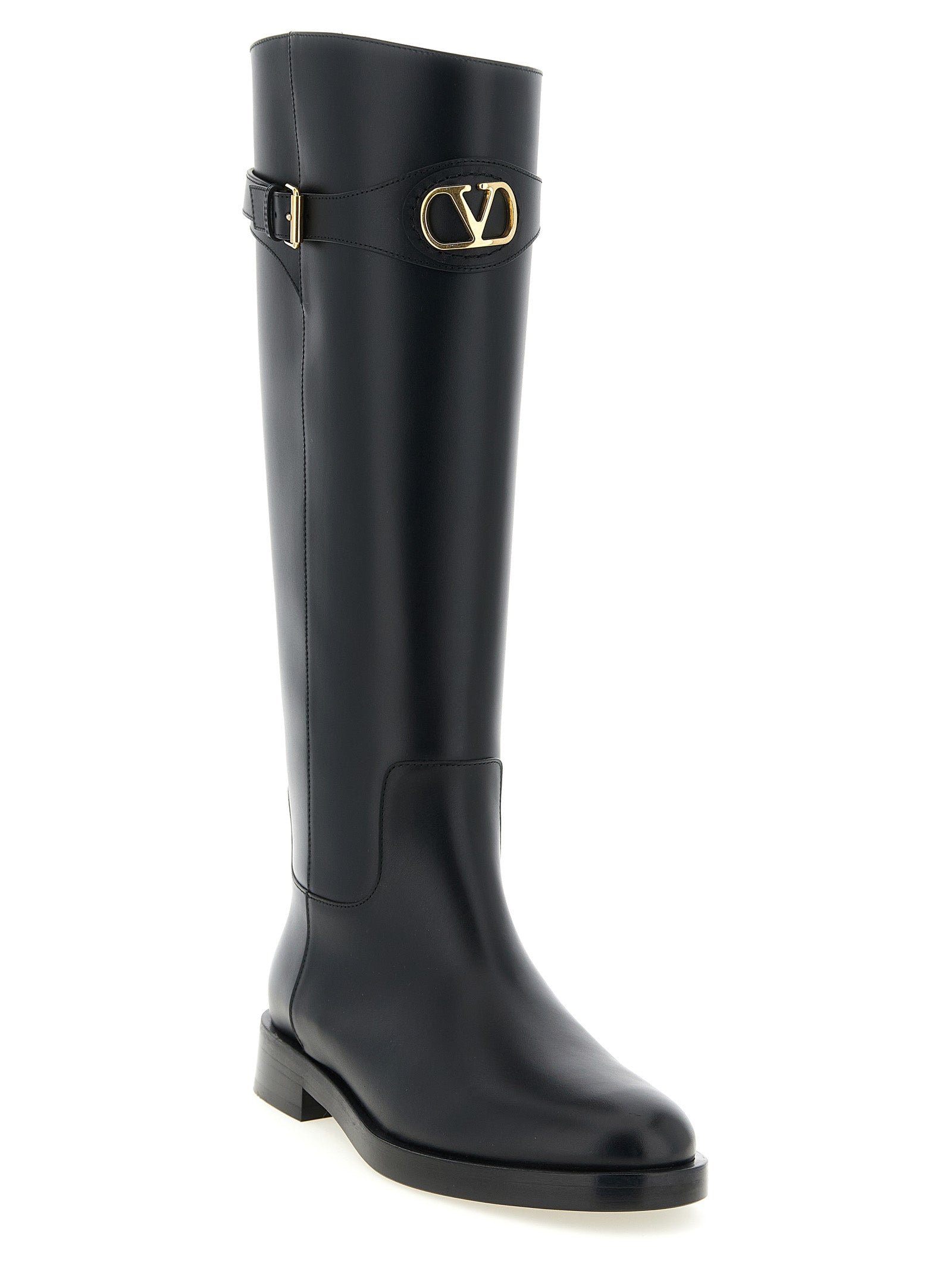 Valentino Garavani Schwarzes Kalbsleder Over-the-Knee