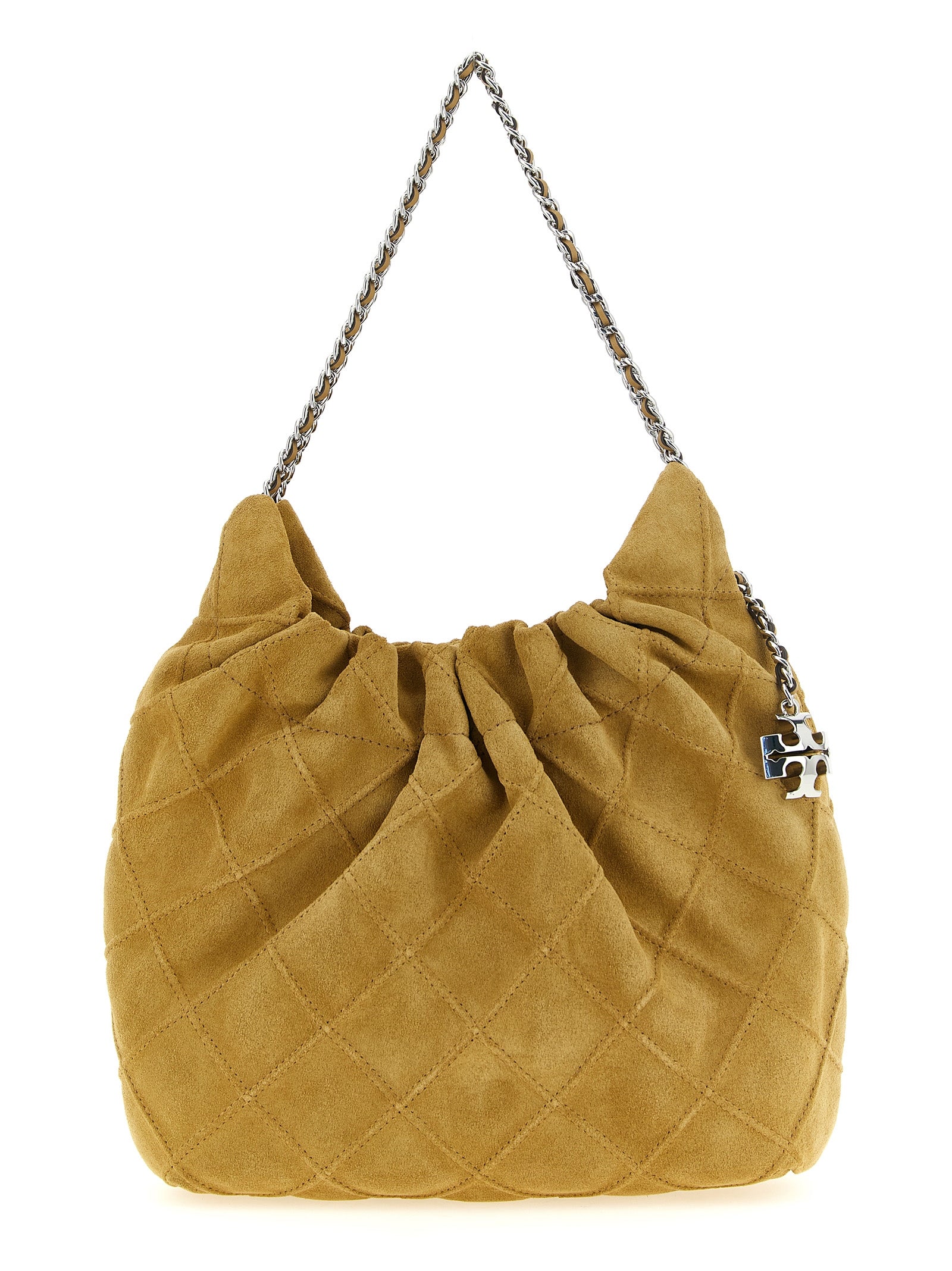Tory Burch Beigefarbene Kalbshaut Schultertasche