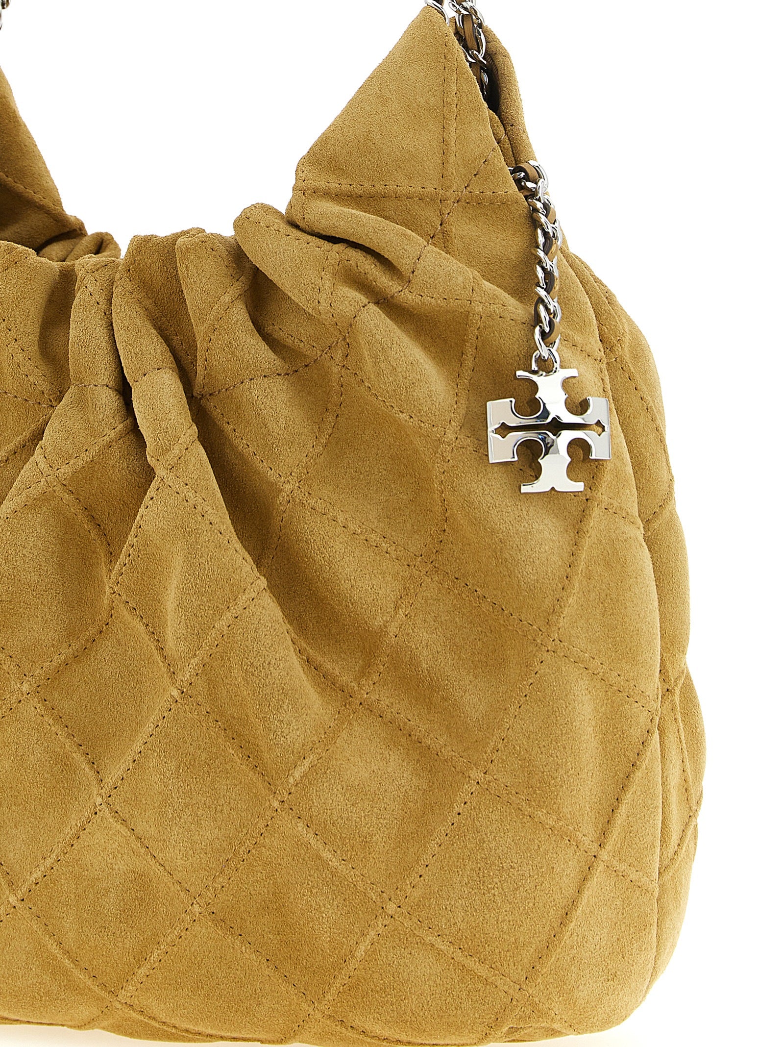 Tory Burch Beigefarbene Kalbshaut Schultertasche