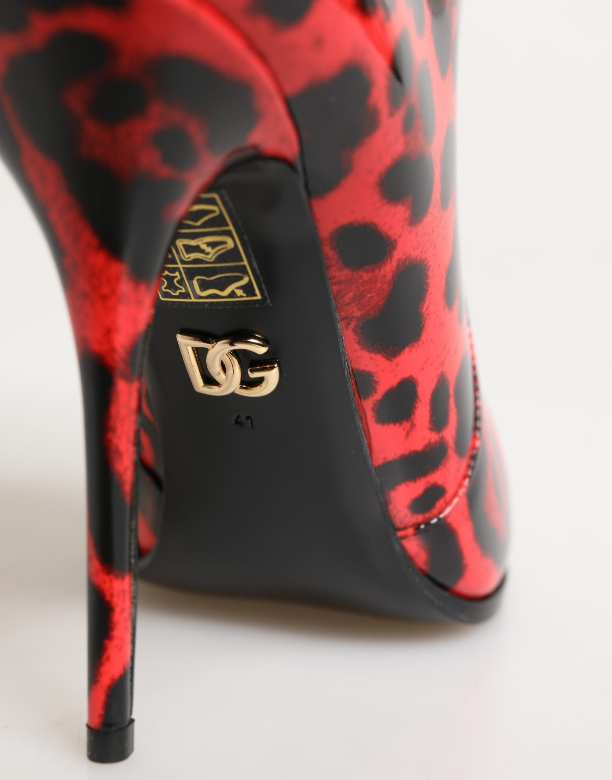 Dolce & Gabbana Rote Leo-Print Cardinale Stiefeletten