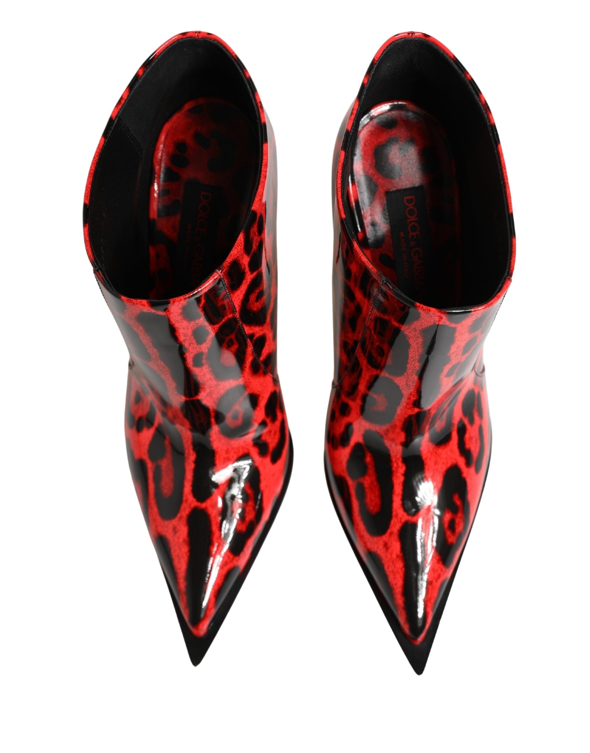 Dolce & Gabbana Rote Leo-Print Cardinale Stiefeletten