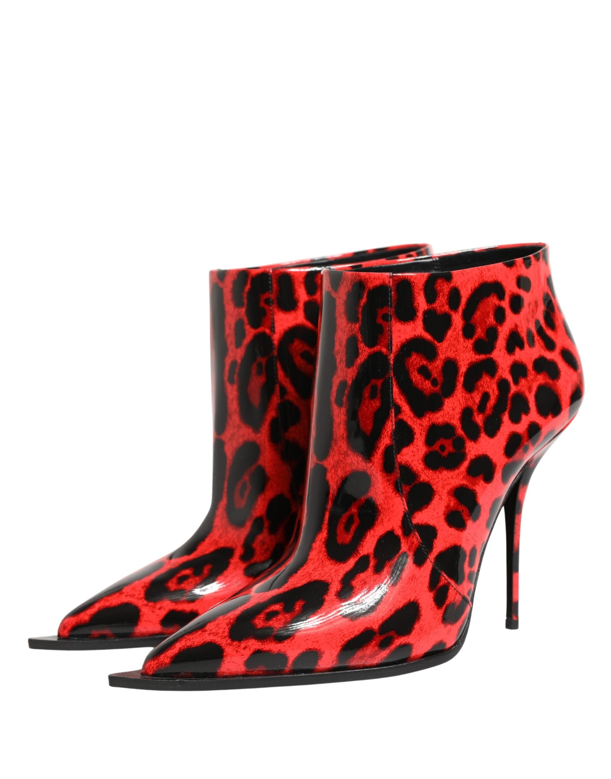 Dolce & Gabbana Rote Leo-Print Cardinale Stiefeletten