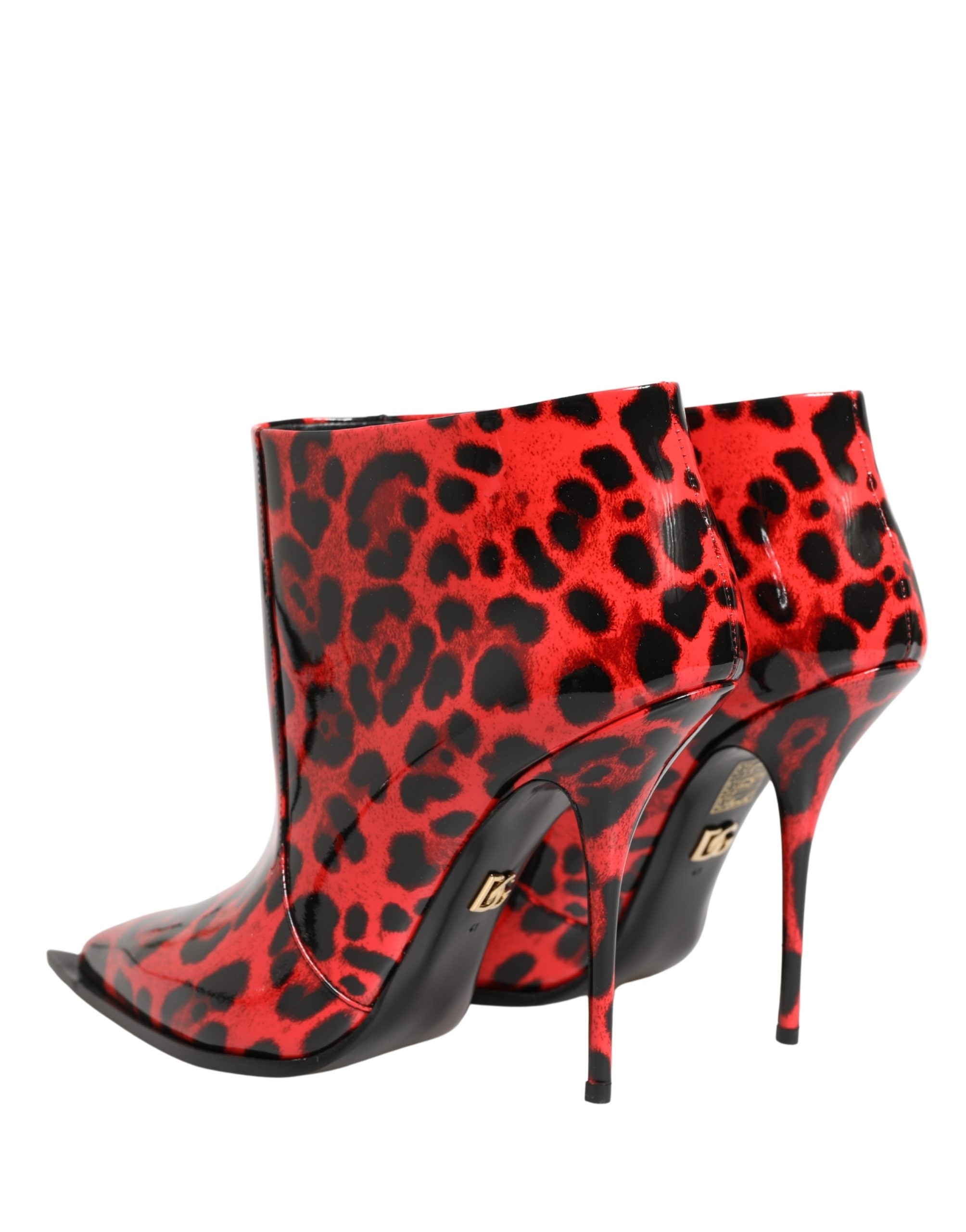 Dolce & Gabbana Rote Leo-Print Cardinale Stiefeletten
