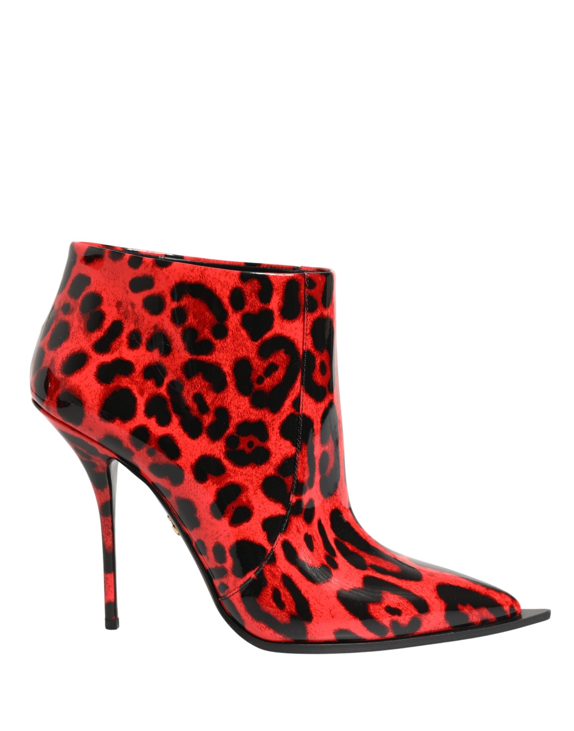Dolce & Gabbana Rote Leo-Print Cardinale Stiefeletten