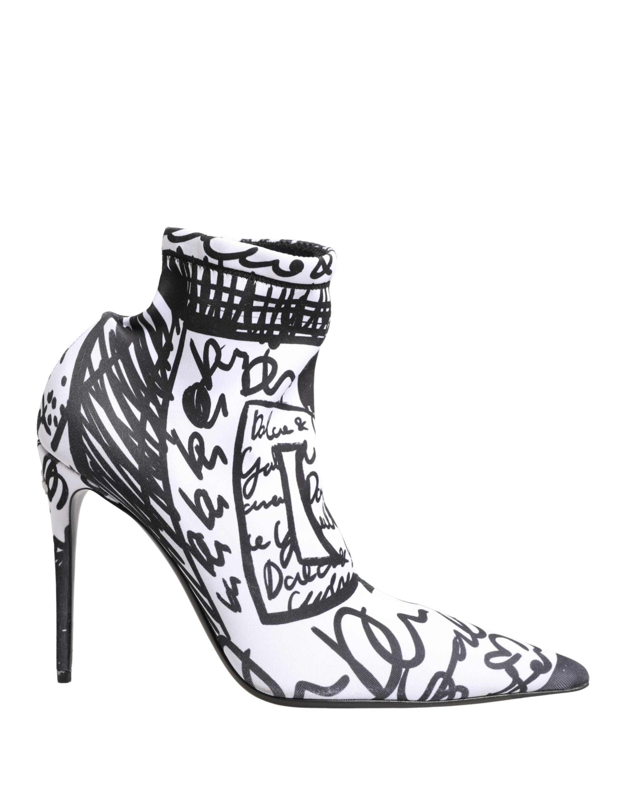 Dolce & Gabbana Weiße Stretch-Stiefeletten mit Graffiti-Print