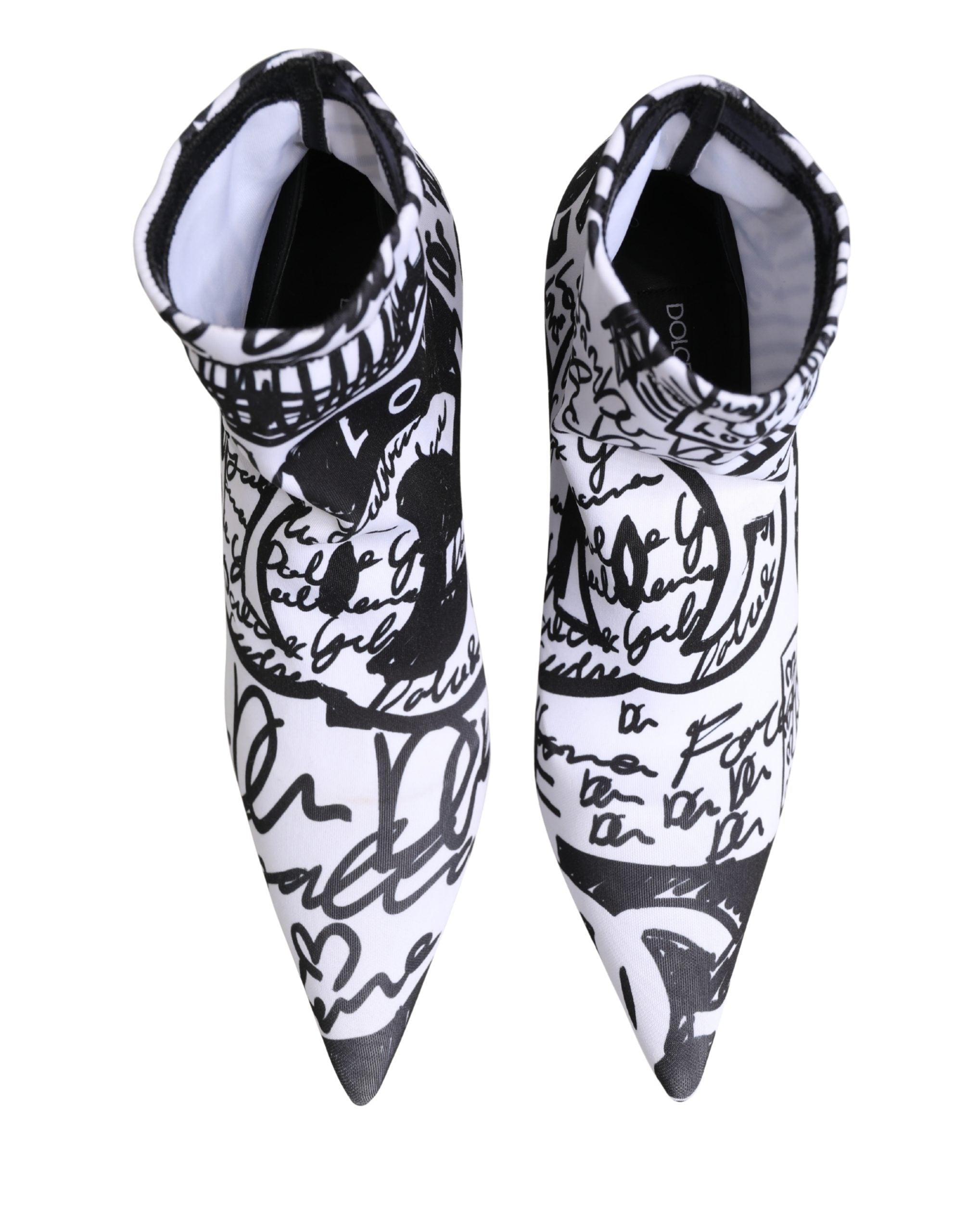 Dolce & Gabbana Weiße Stretch-Stiefeletten mit Graffiti-Print