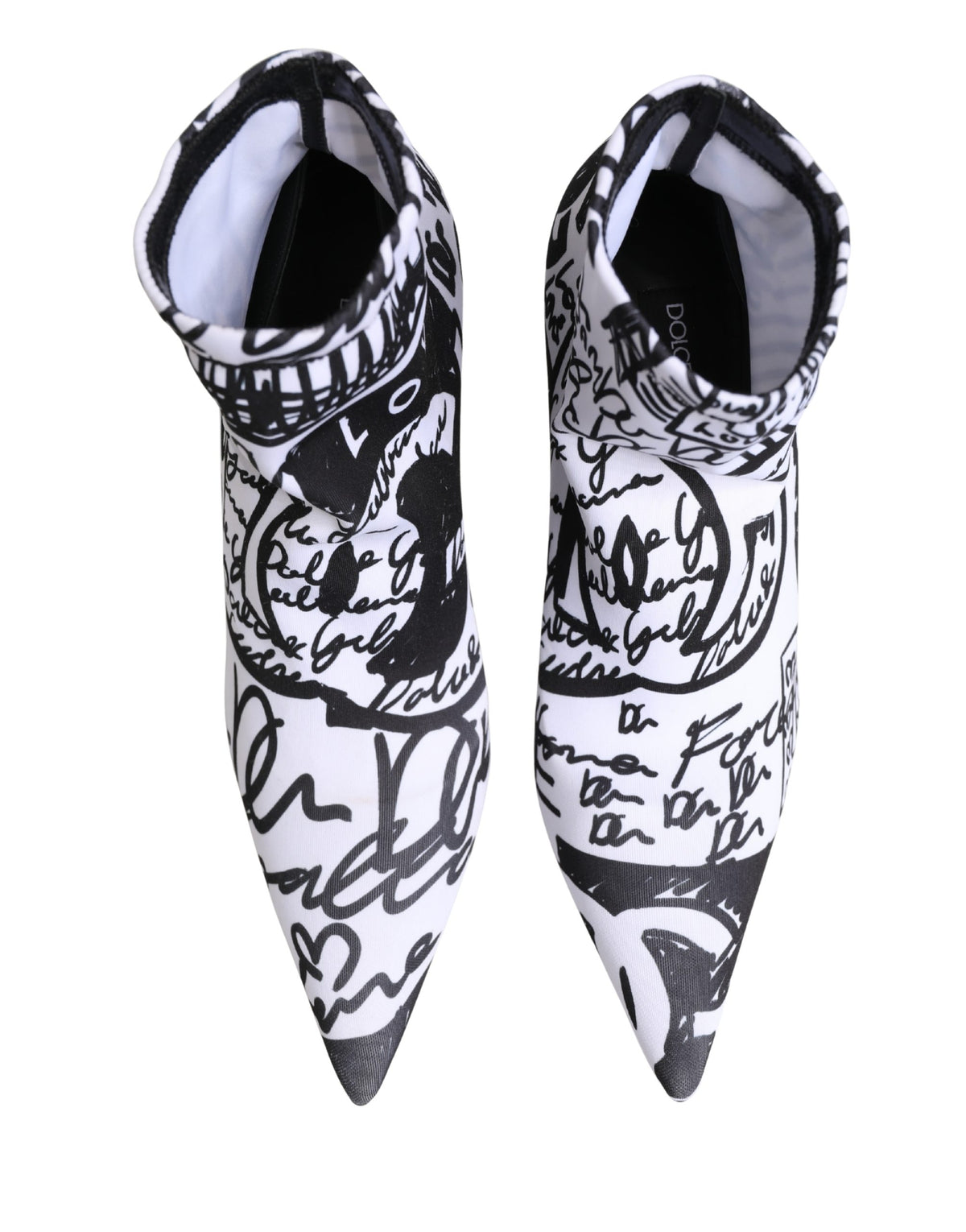Dolce & Gabbana Weiße Stretch-Stiefeletten mit Graffiti-Print