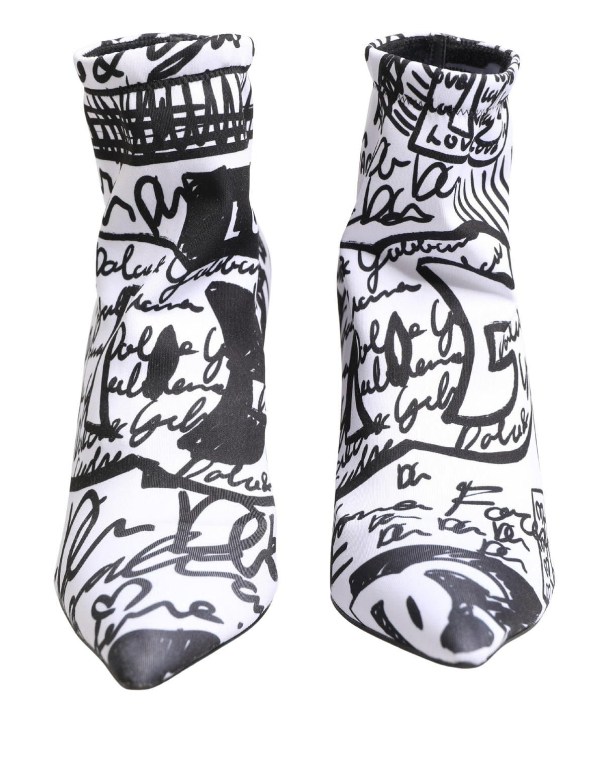 Dolce & Gabbana Weiße Stretch-Stiefeletten mit Graffiti-Print