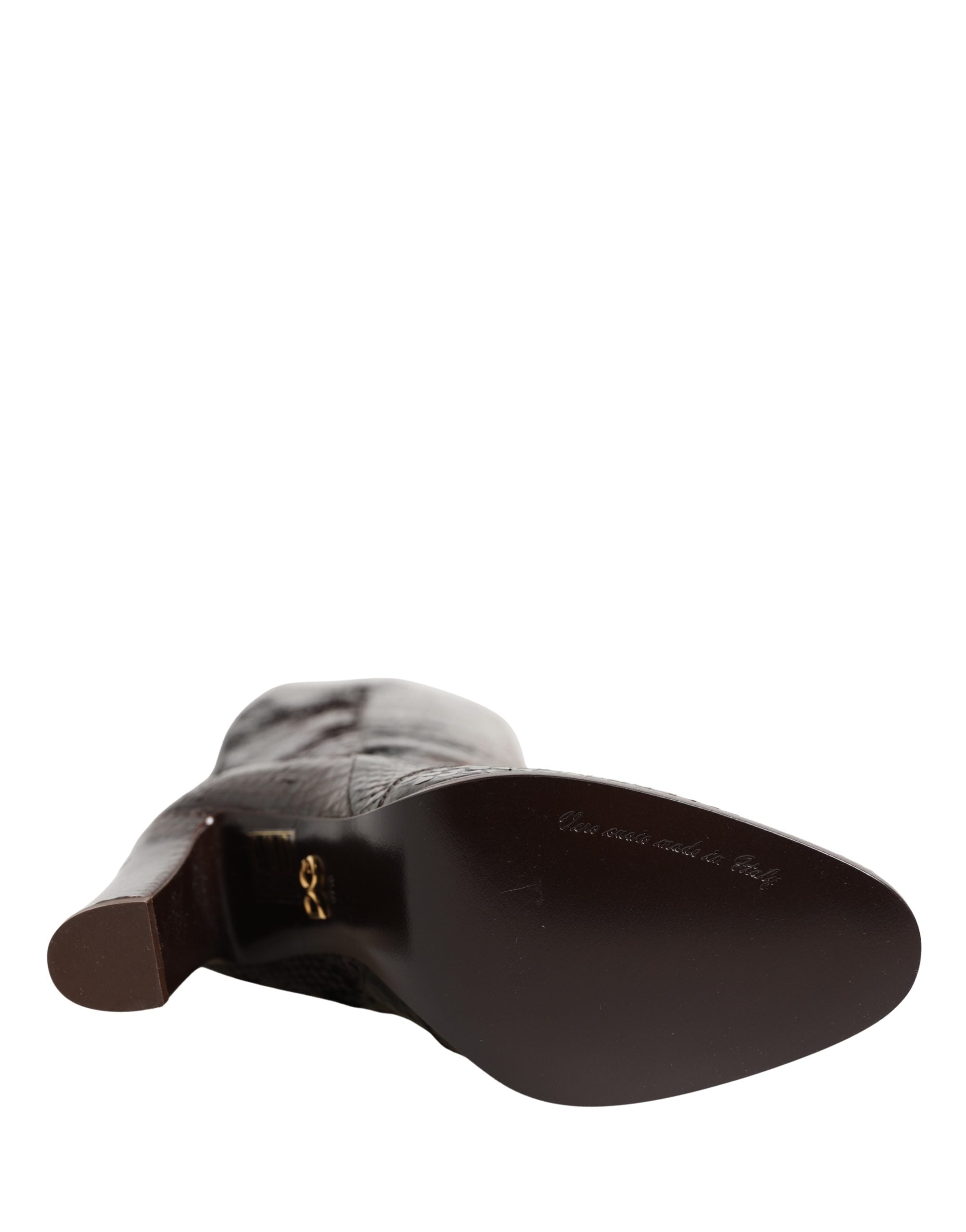 Dolce & Gabbana Braune Kniehohe Stiefel aus exotischem Leder