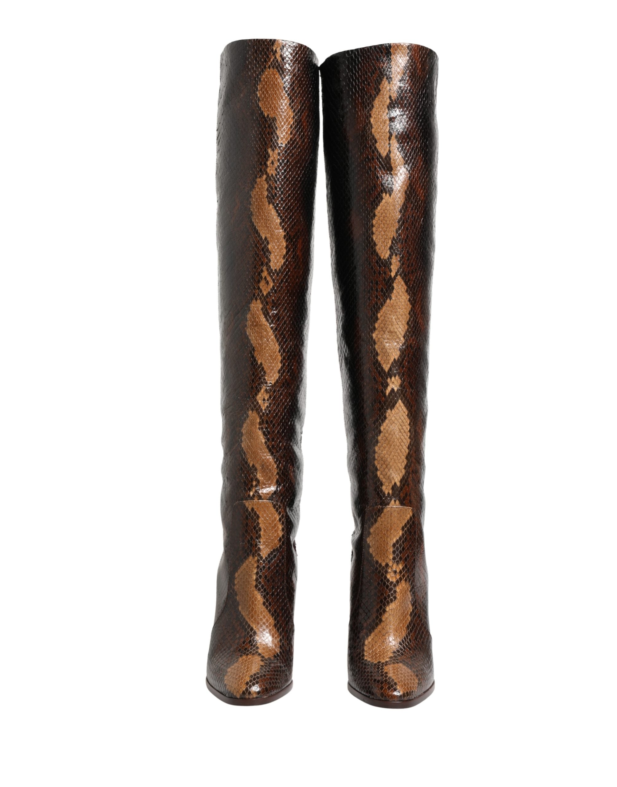 Dolce & Gabbana Braune Kniehohe Stiefel aus exotischem Leder