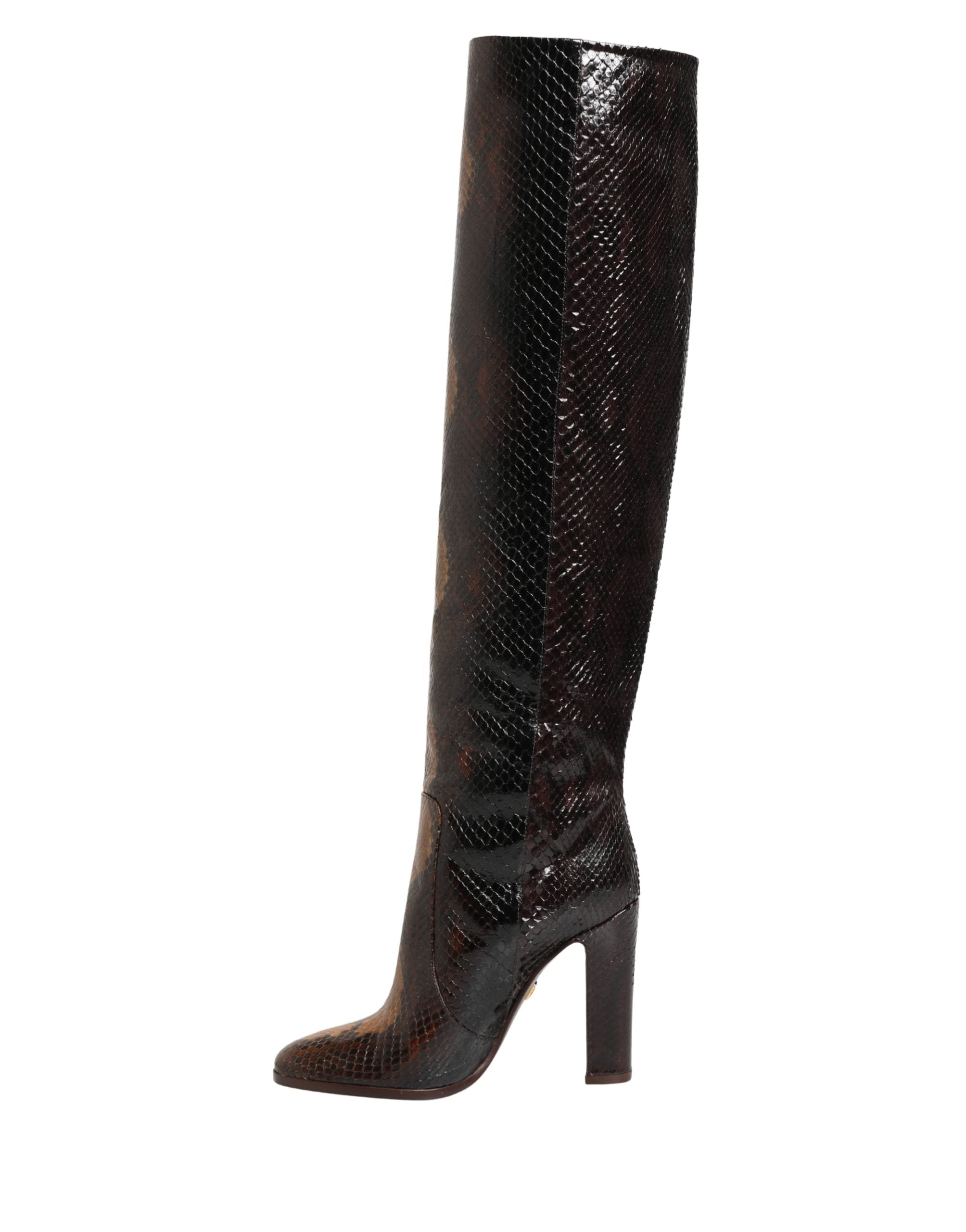 Dolce & Gabbana Braune Kniehohe Stiefel aus exotischem Leder