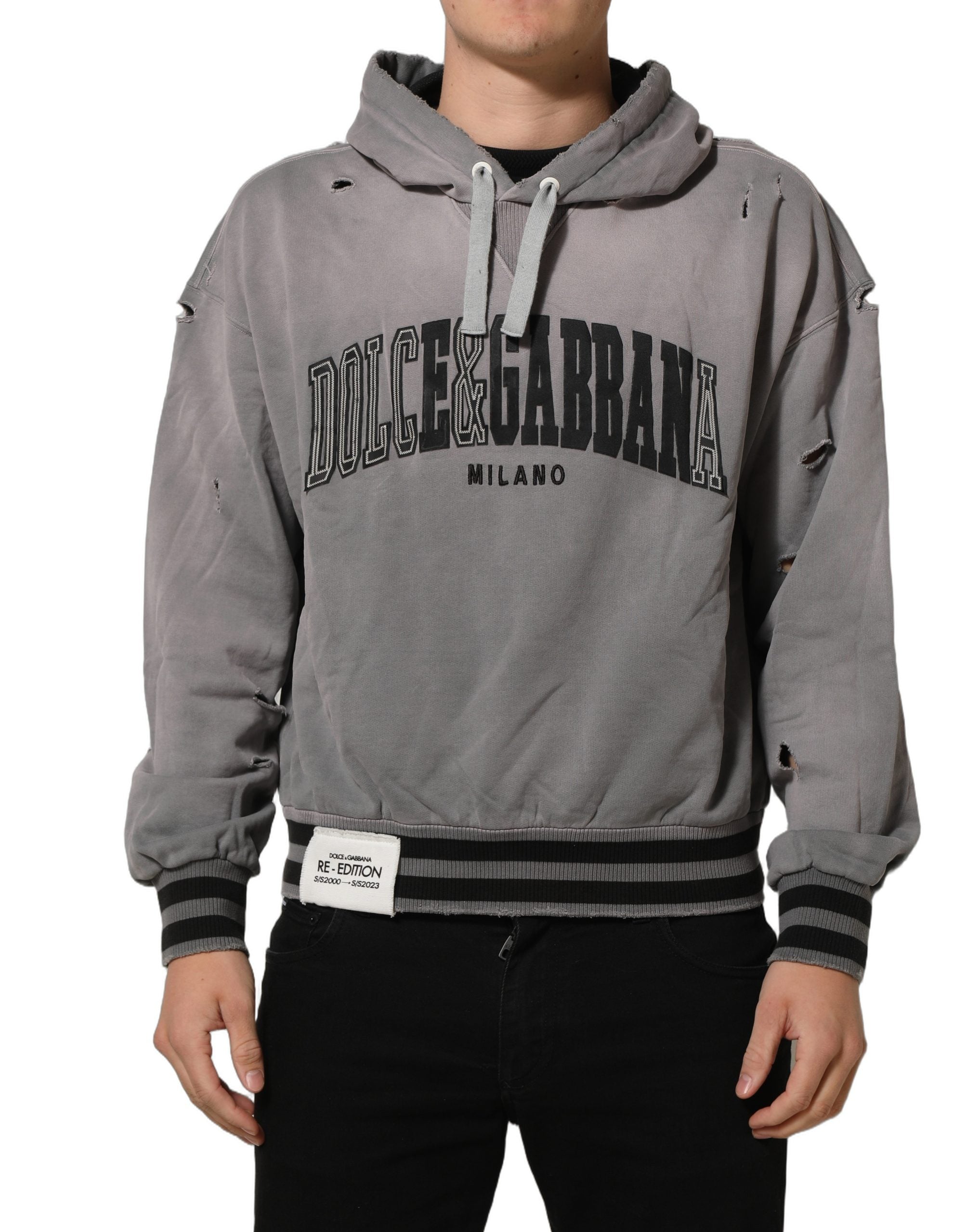 Dolce & Gabbana Grauer Grafik-Kapuzenpullover Herren Pullover
