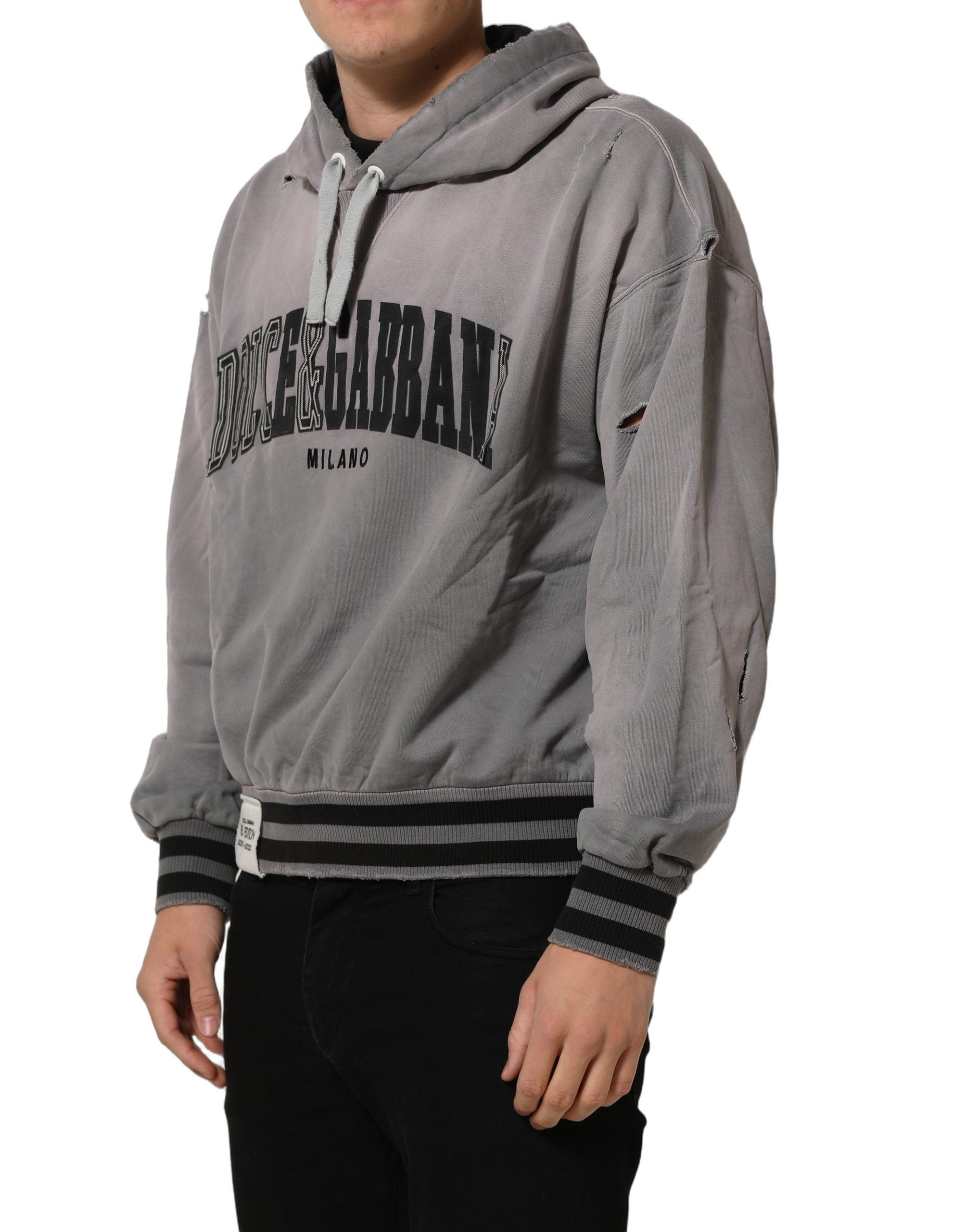 Dolce & Gabbana Grauer Grafik-Kapuzenpullover Herren Pullover