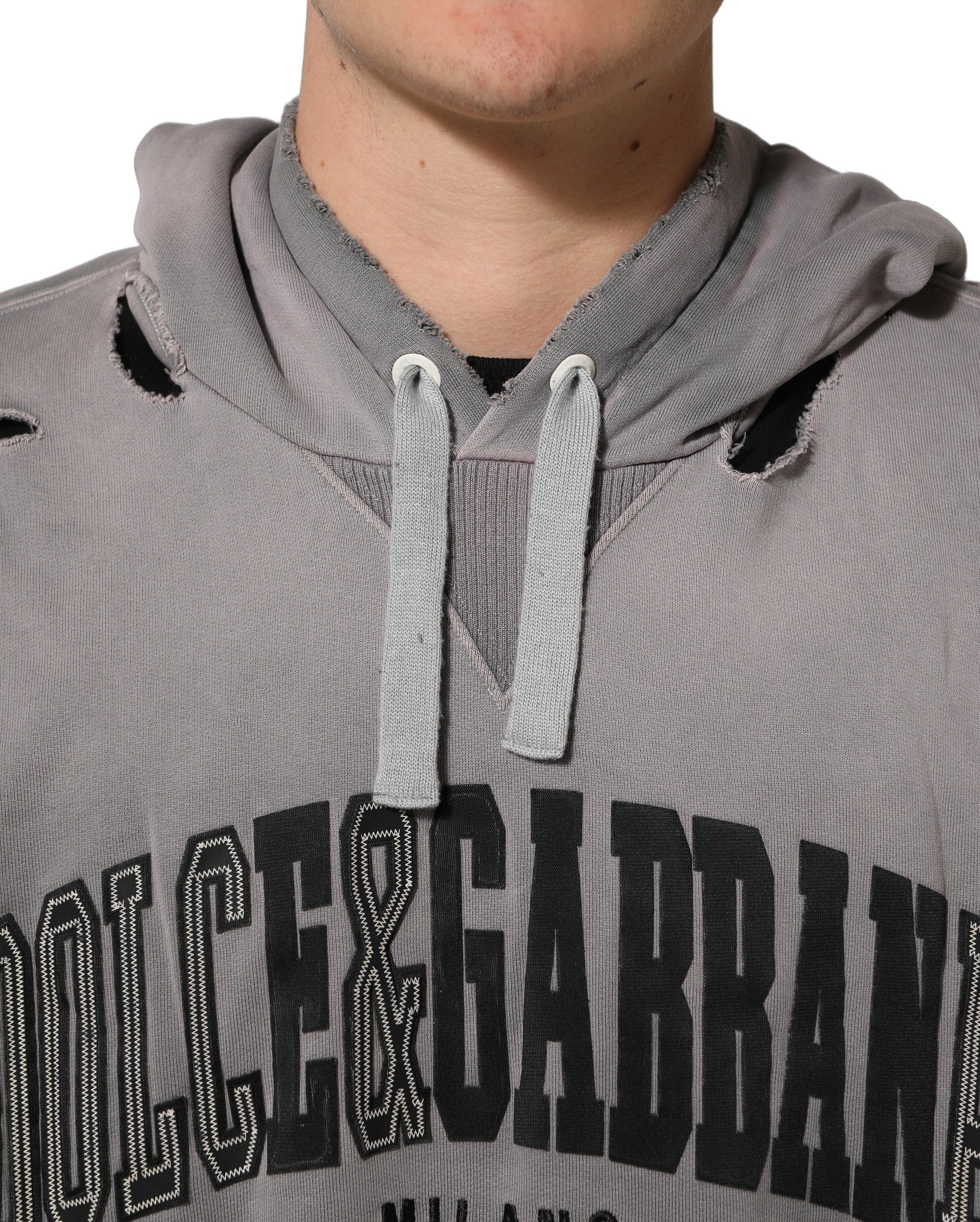 Dolce & Gabbana Grauer Grafik-Kapuzenpullover Herren Pullover