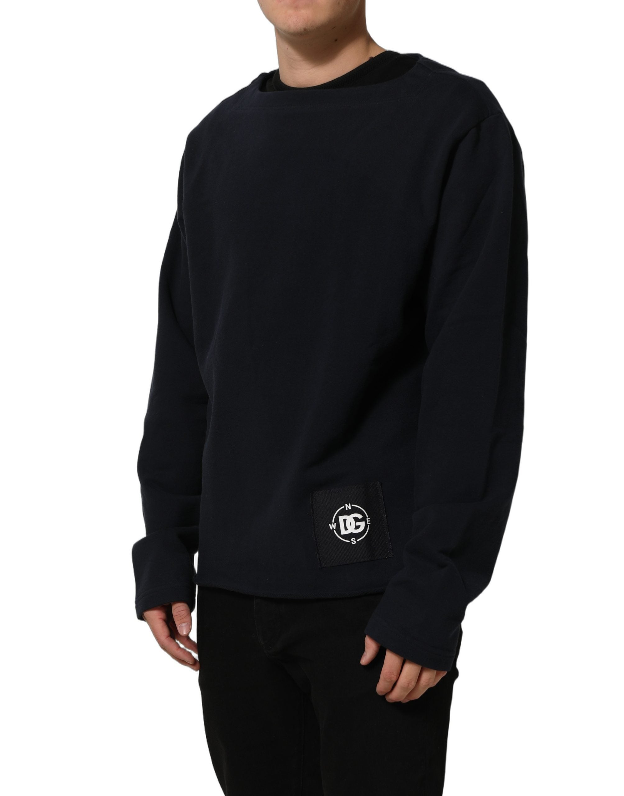 Dolce & Gabbana Dunkelblaues Baumwoll-Sweatshirt mit Logo