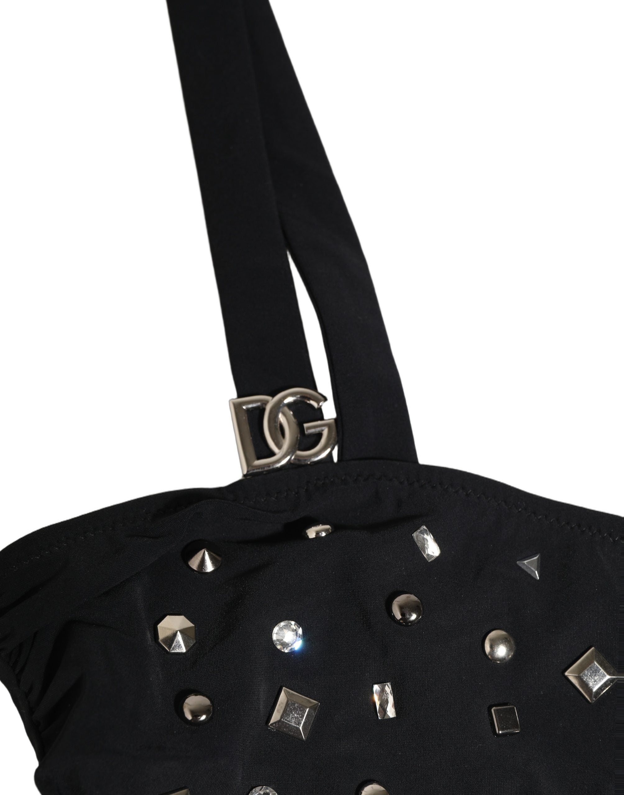 Dolce & Gabbana Schwarzer Badeanzug mit Cut-Outs und Strasssteinen