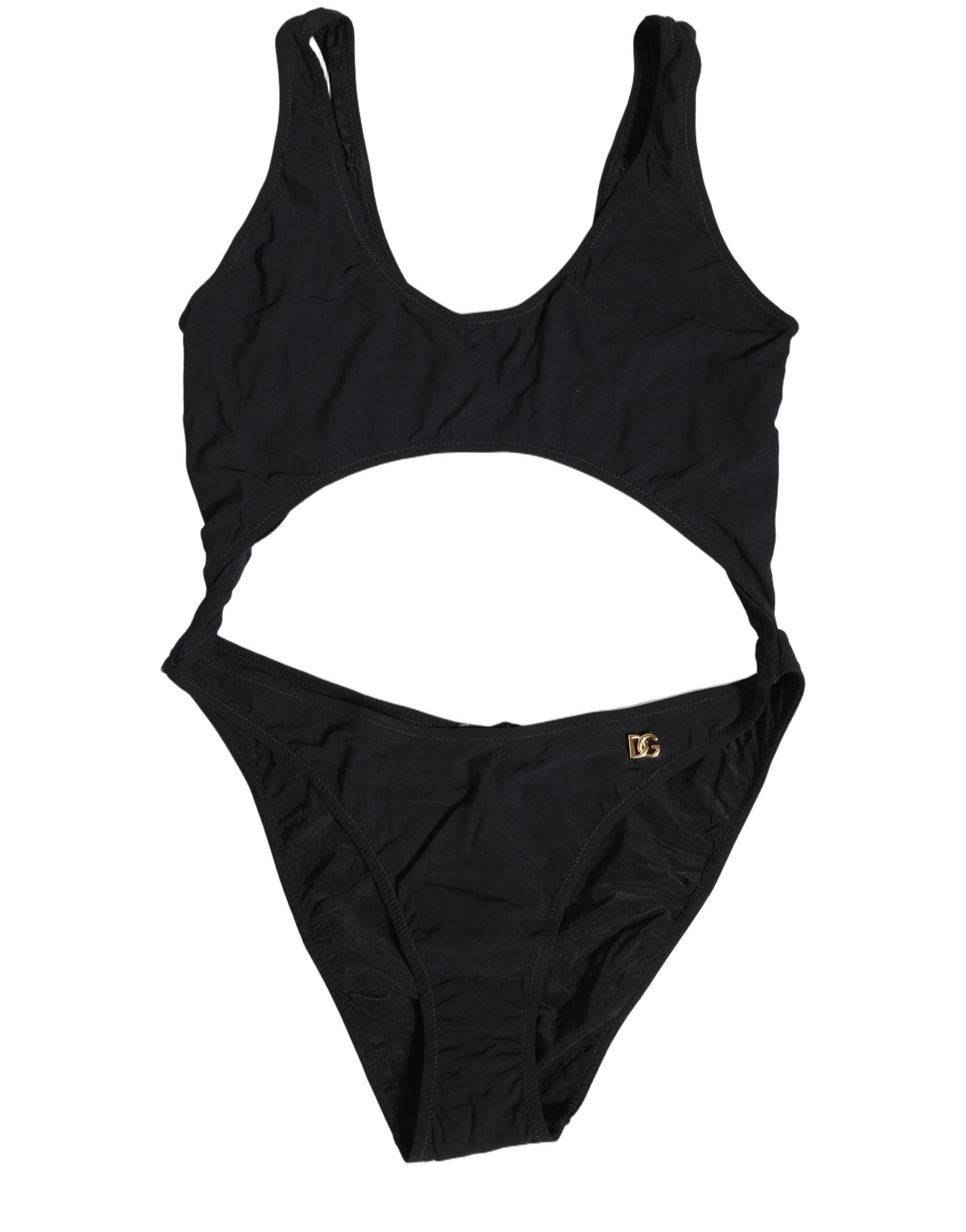 Dolce & Gabbana Schwarzer Badeanzug mit Cut-Out und Logo