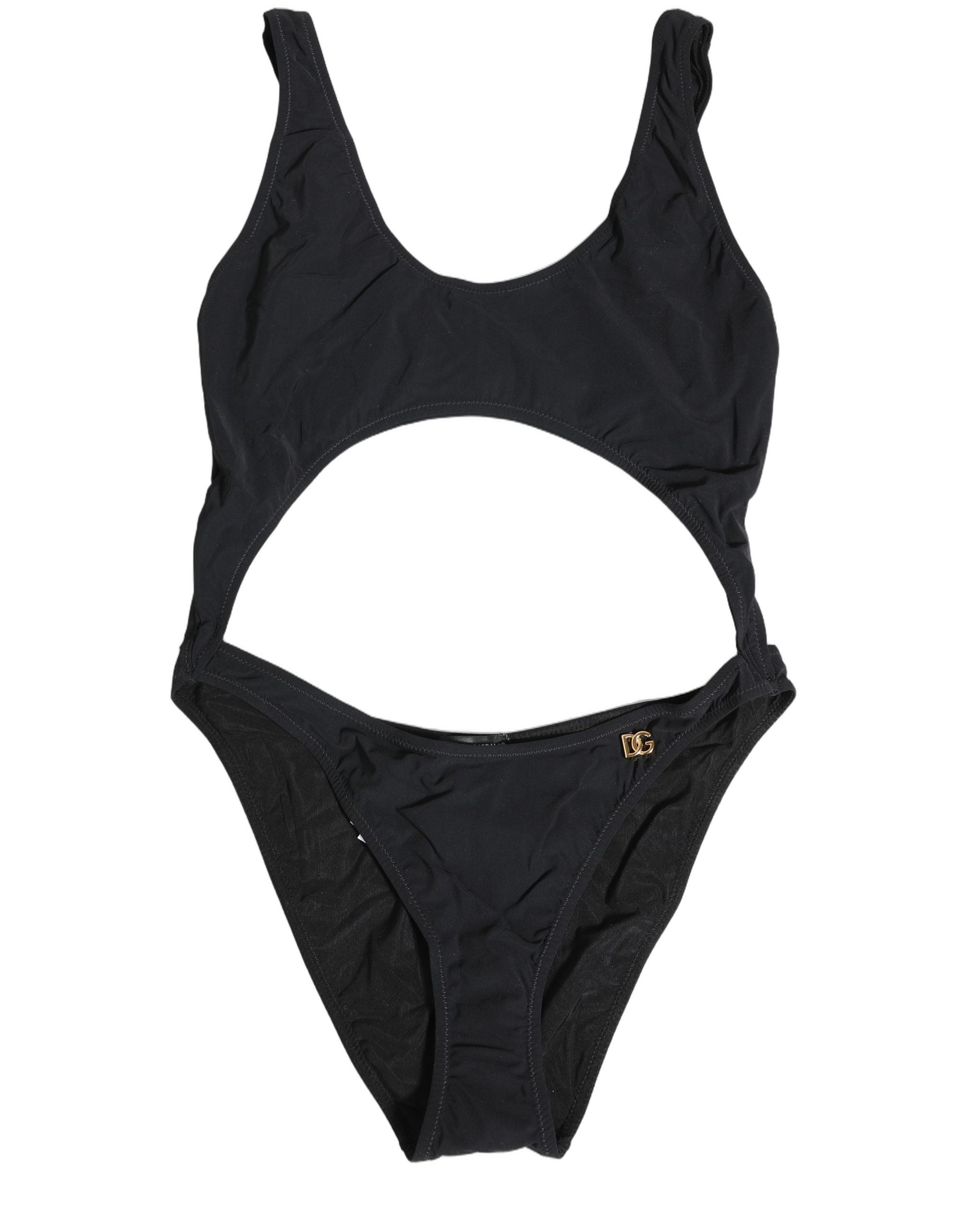 Dolce & Gabbana Schwarzer Badeanzug mit Cut-Out und Logo