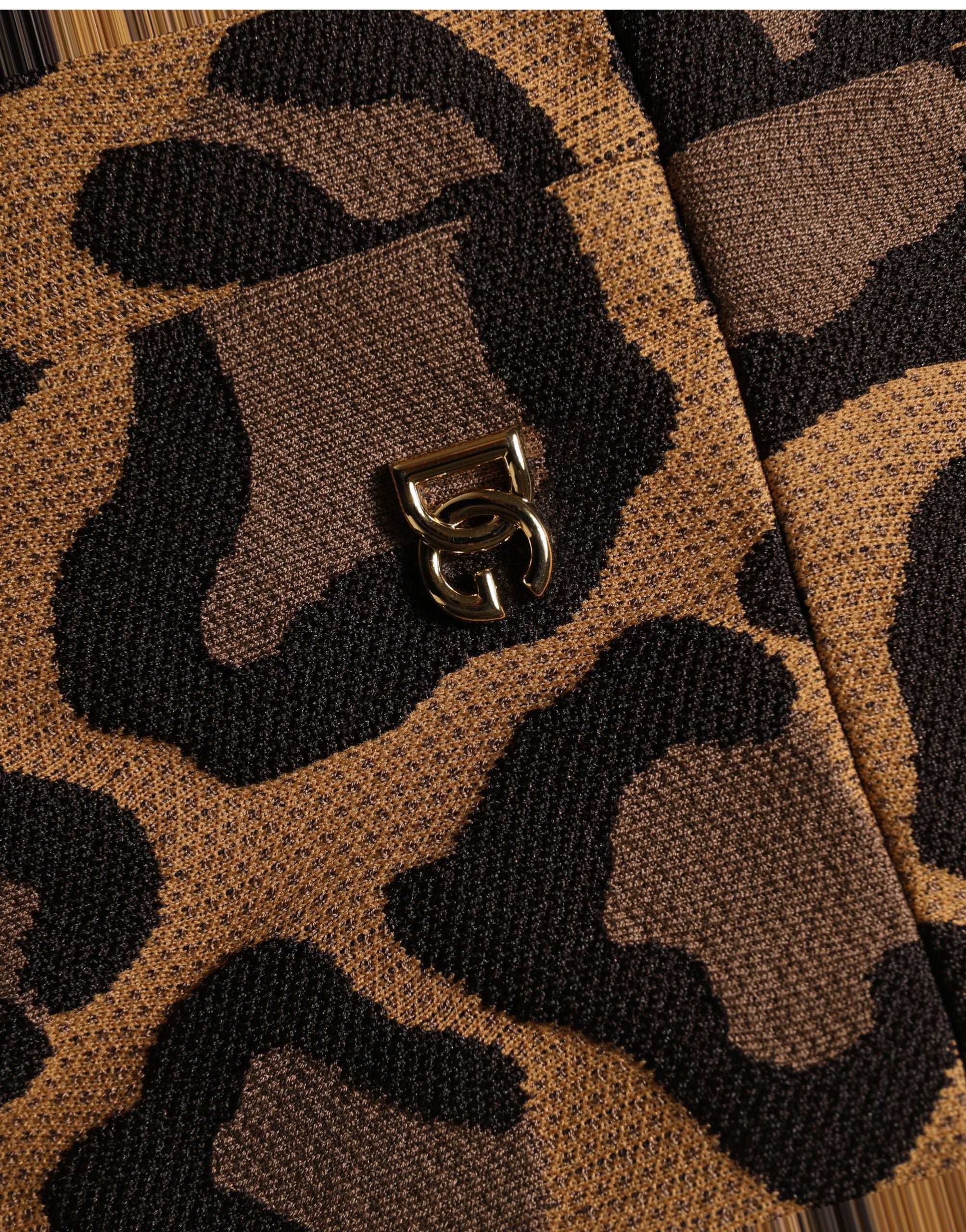 Dolce & Gabbana Braunes Mini-Kleid in A-Linie mit Leopardenmuster