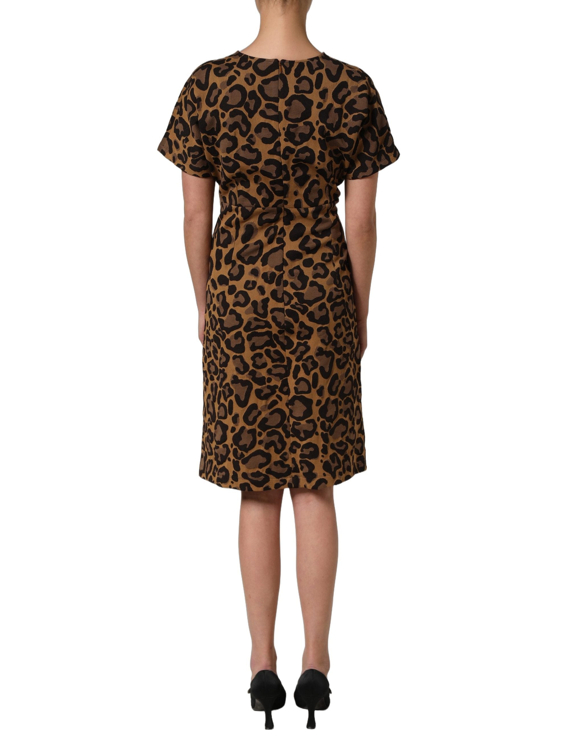 Dolce & Gabbana Braunes Mini-Kleid in A-Linie mit Leopardenmuster