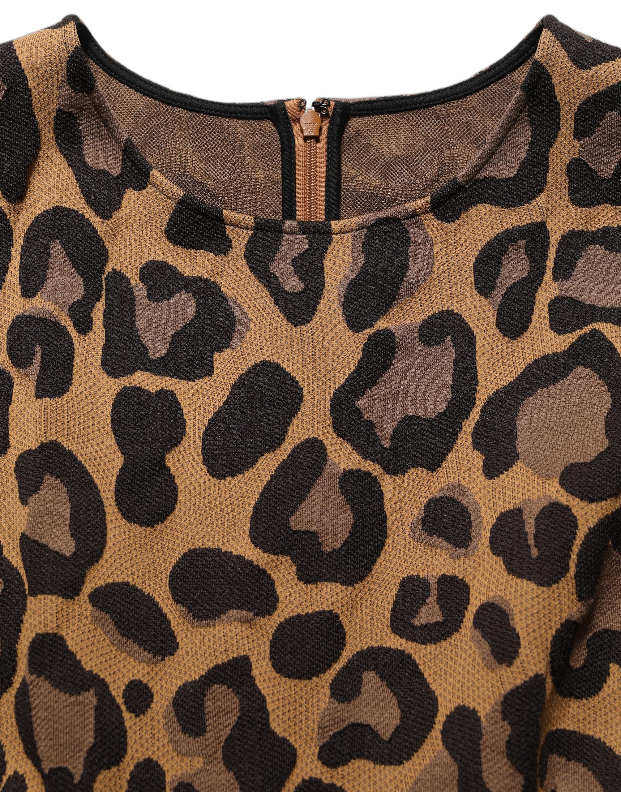 Dolce & Gabbana Braunes Mini-Kleid in A-Linie mit Leopardenmuster
