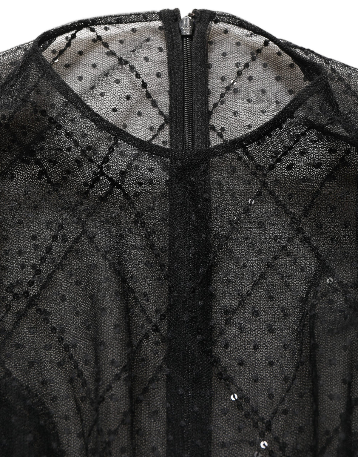 Dolce & Gabbana Langes Spitzen-Maxikleid aus schwarzem Mesh