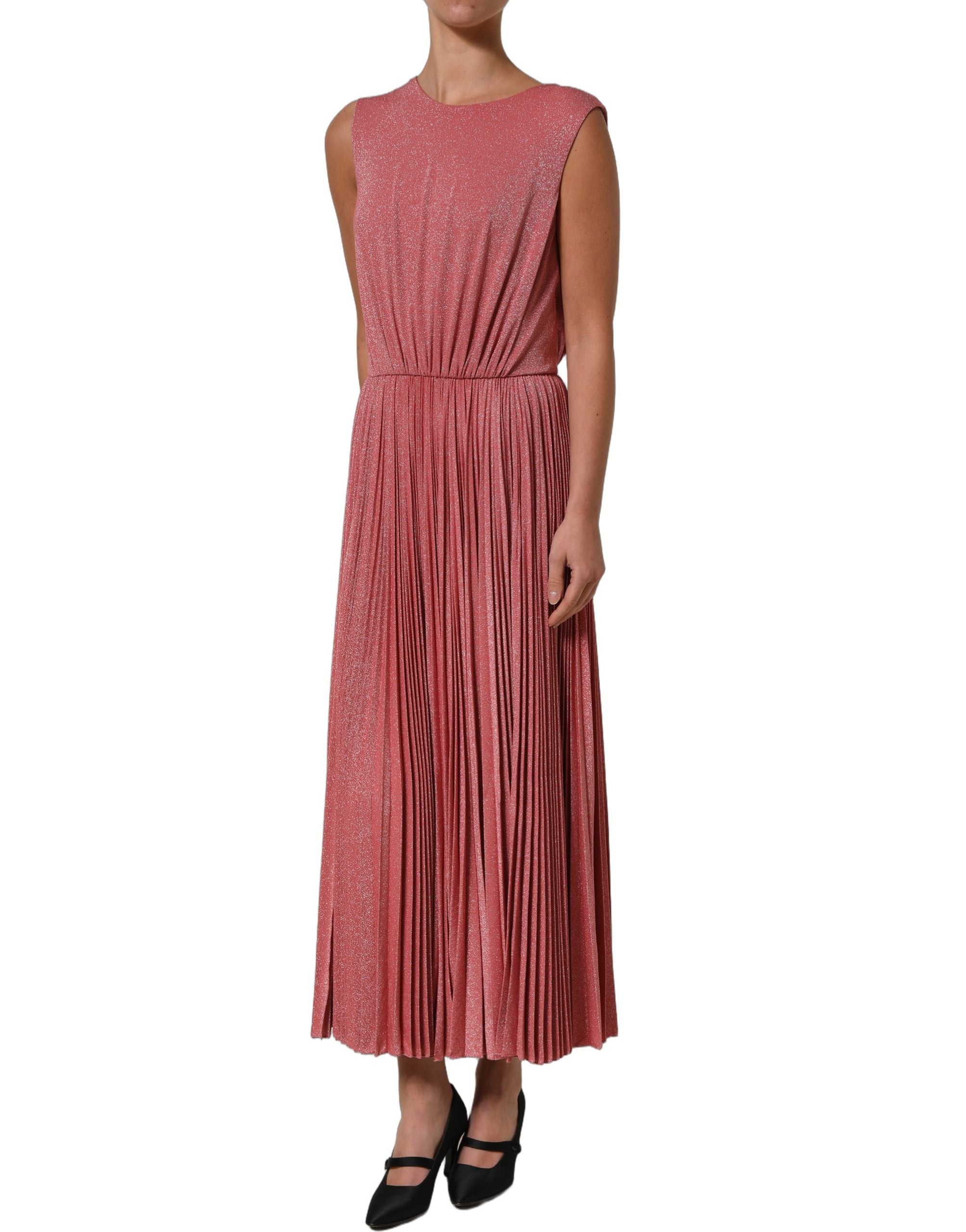 Dolce & Gabbana Maxikleid in Korallenrosa mit Falten und ohne Ärmel