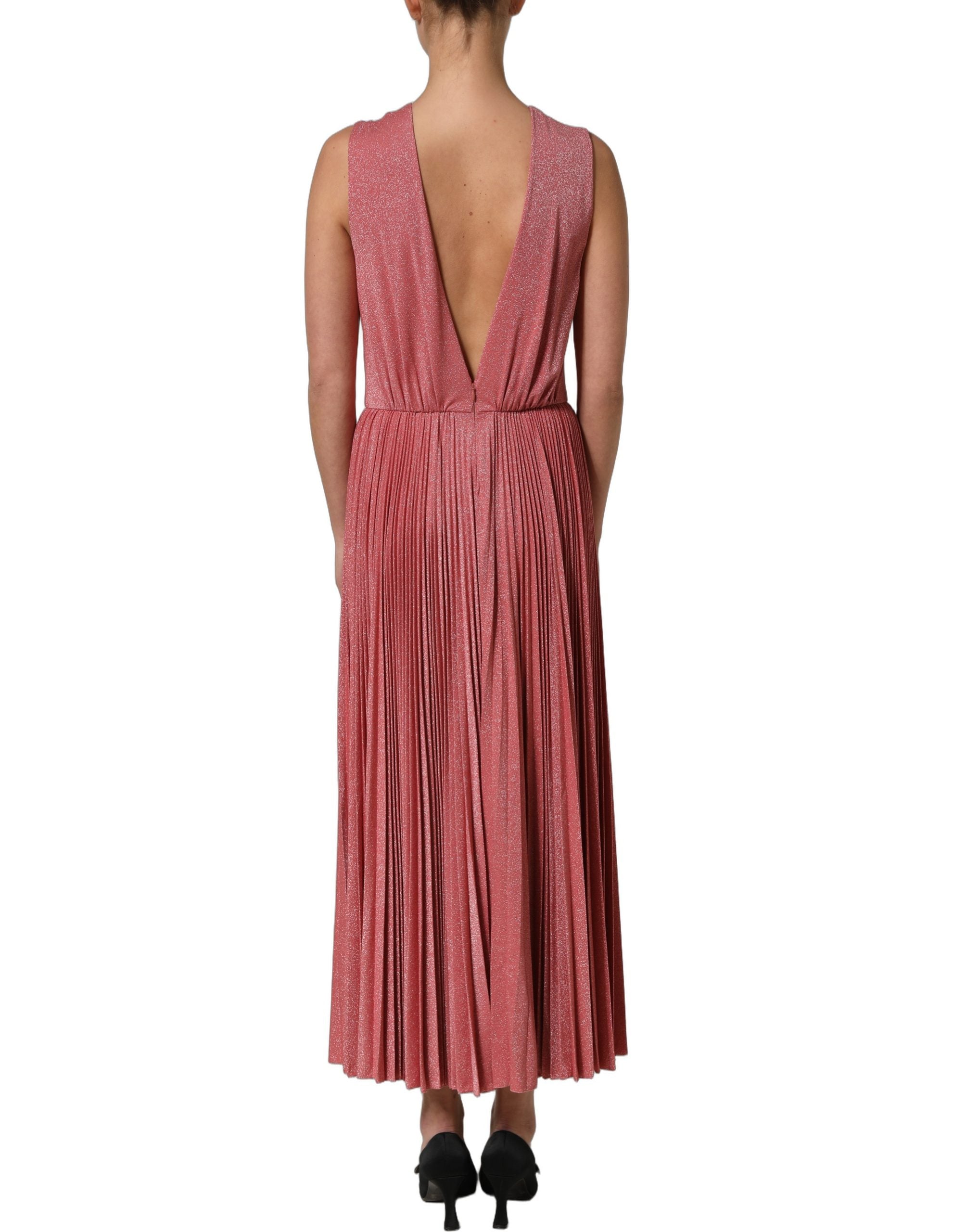 Dolce & Gabbana Maxikleid in Korallenrosa mit Falten und ohne Ärmel
