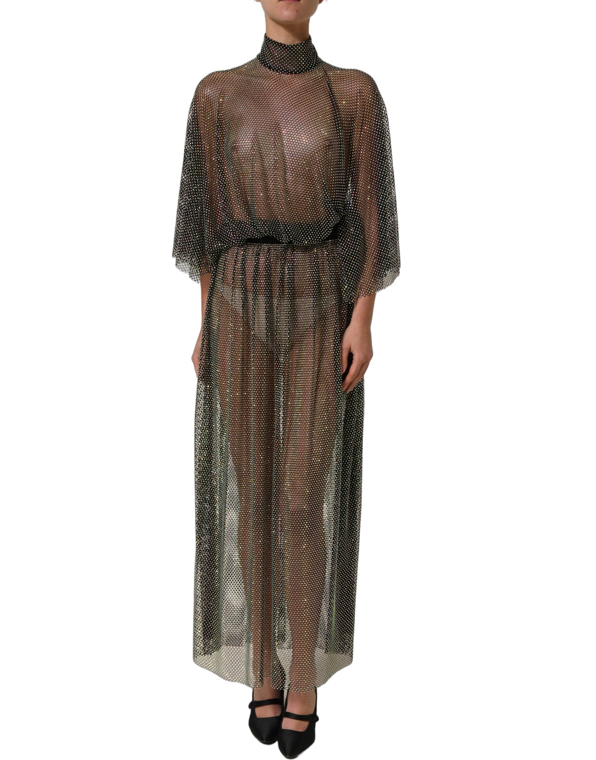 Dolce & Gabbana Maxikleid mit Rollkragen und schwarzen Strasssteinen