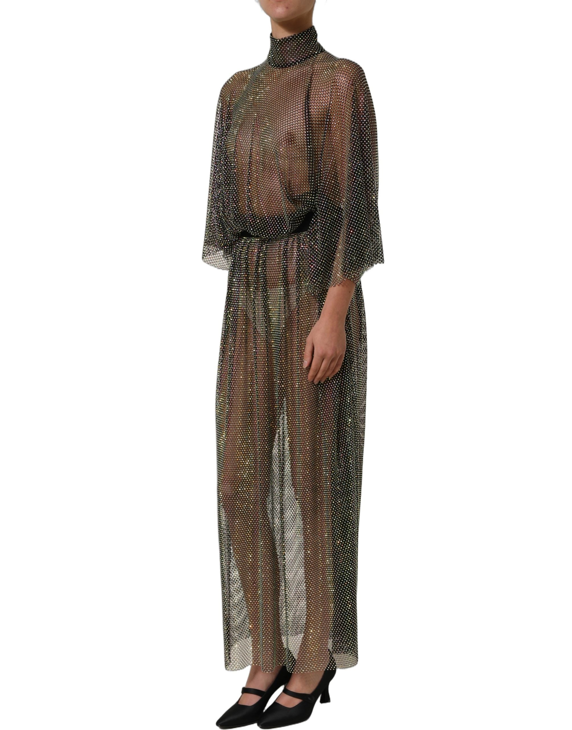Dolce & Gabbana Maxikleid mit Rollkragen und schwarzen Strasssteinen
