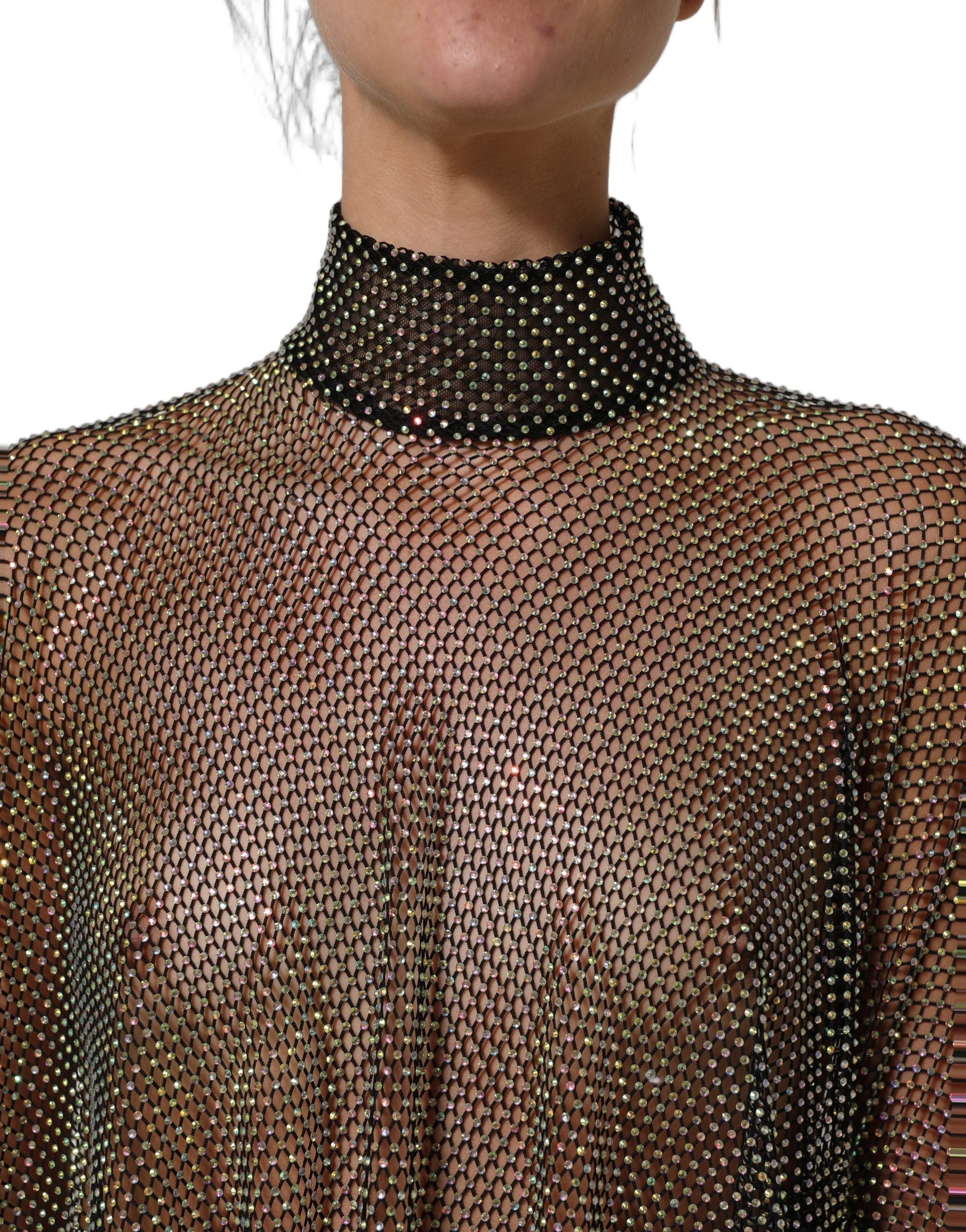 Dolce & Gabbana Maxikleid mit Rollkragen und schwarzen Strasssteinen