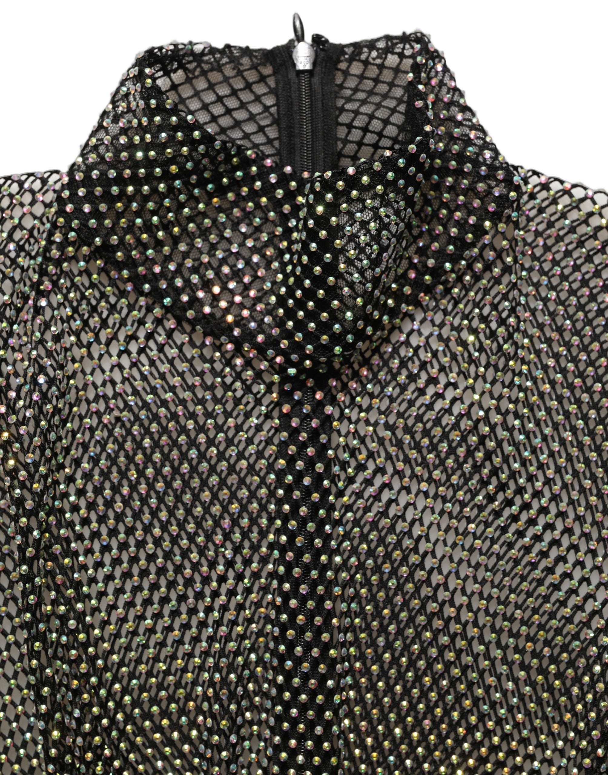 Dolce & Gabbana Maxikleid mit Rollkragen und schwarzen Strasssteinen