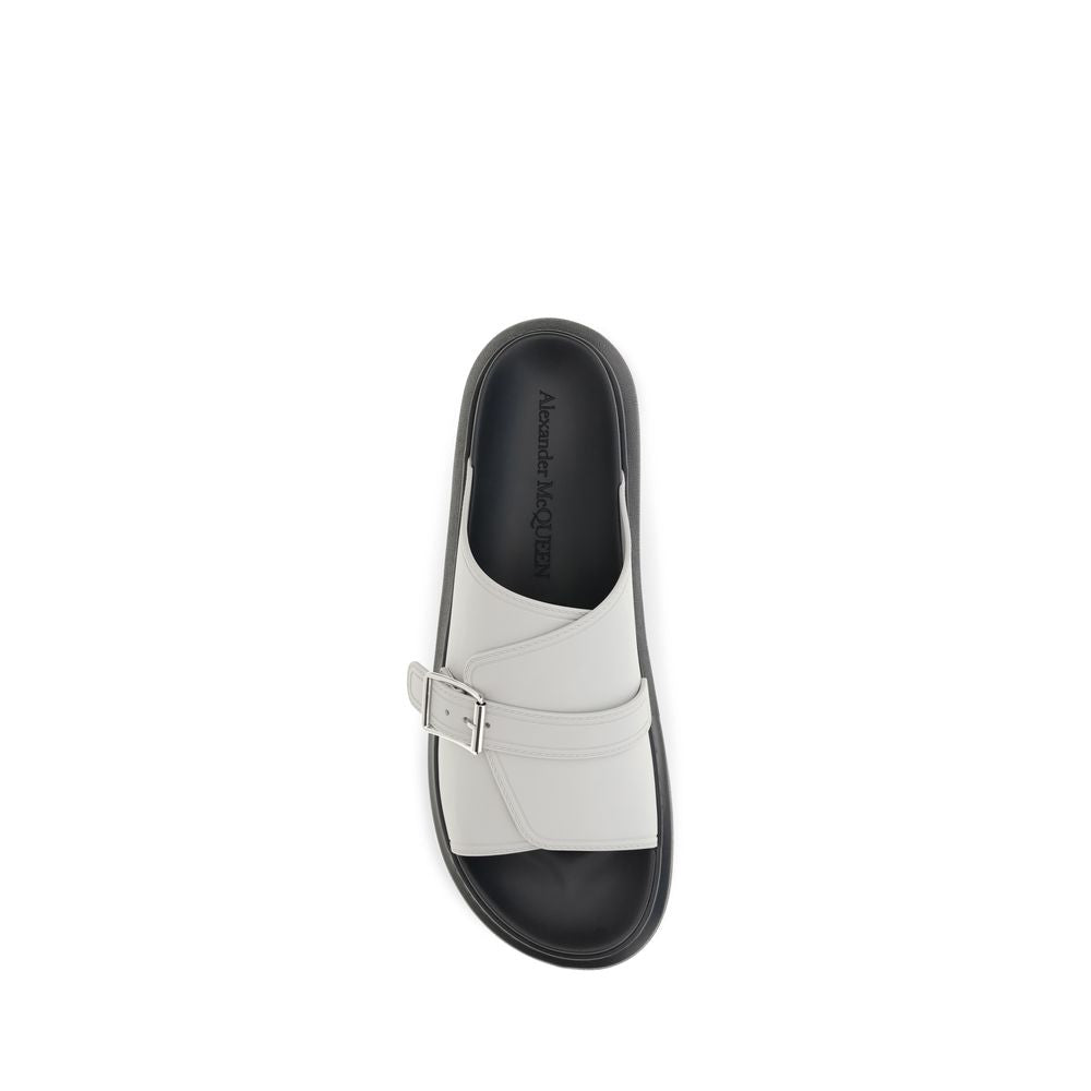 Alexander McQueen Graue Kalbsleder Bos Taurus Plateau-Sandalen
