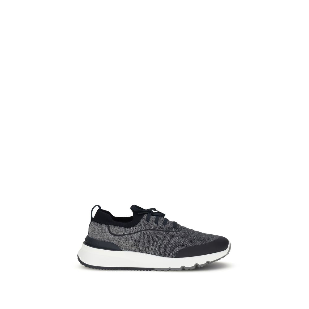 Brunello Cucinelli Graue Sneaker aus Baumwolle im Athletic-Stil