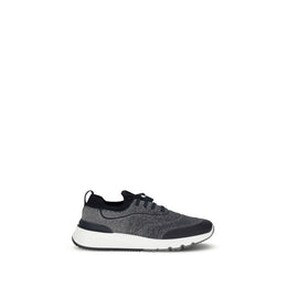 Brunello Cucinelli Graue Sneaker aus Baumwolle im Athletic-Stil