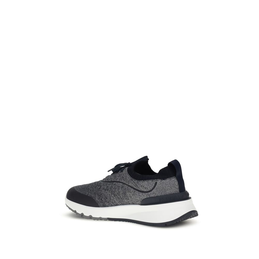 Brunello Cucinelli Graue Sneaker aus Baumwolle im Athletic-Stil