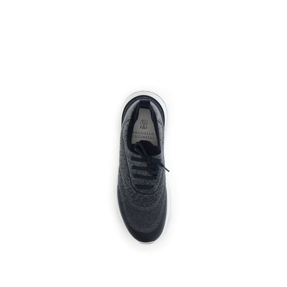 Brunello Cucinelli Graue Sneaker aus Baumwolle im Athletic-Stil