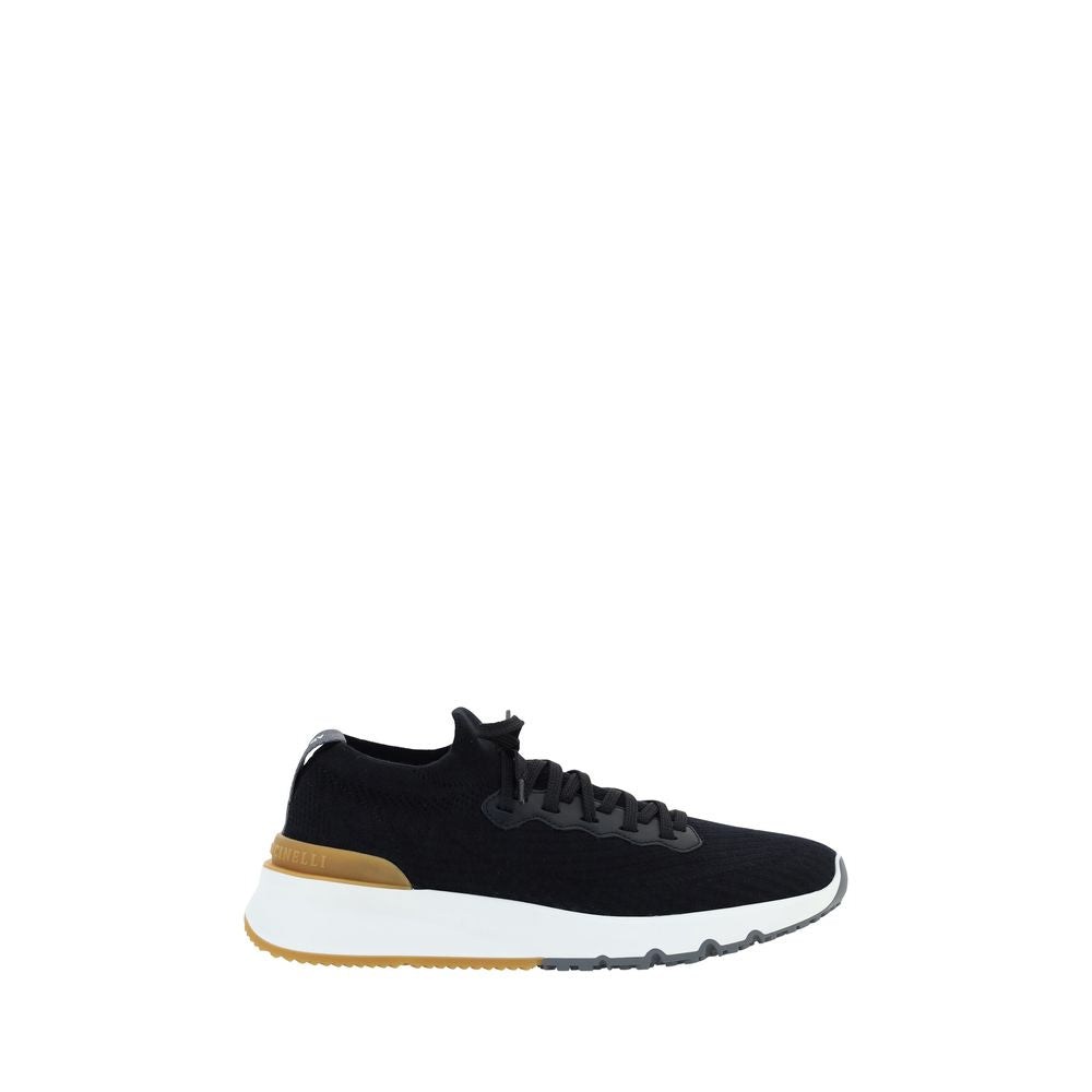 Brunello Cucinelli Schwarze Low-Top-Sneaker aus Baumwolle