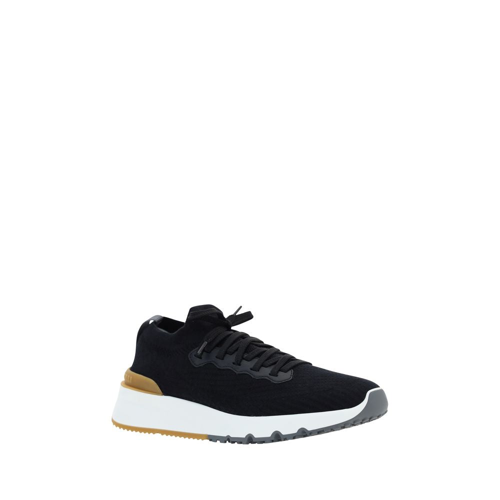 Brunello Cucinelli Schwarze Low-Top-Sneaker aus Baumwolle