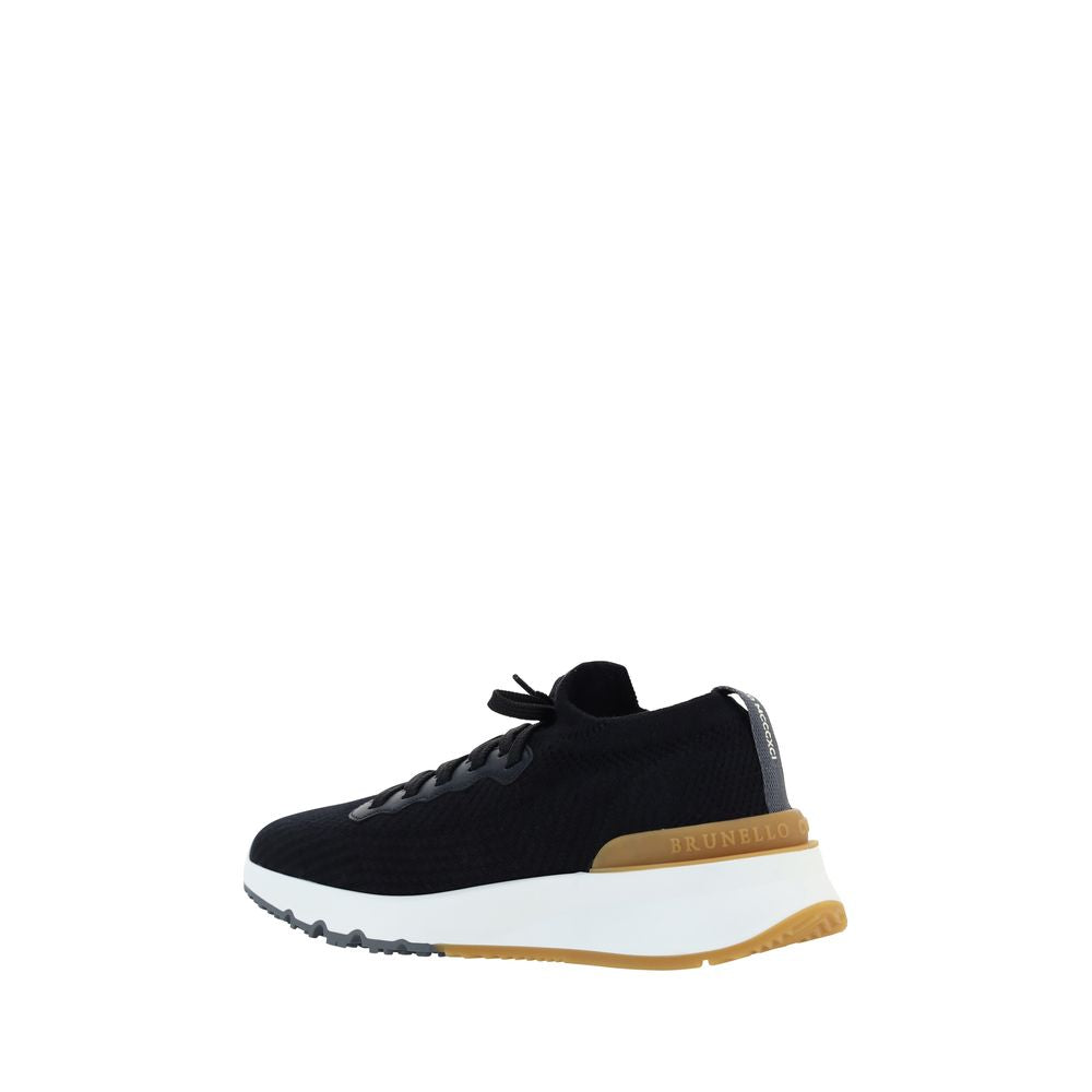 Brunello Cucinelli Schwarze Low-Top-Sneaker aus Baumwolle