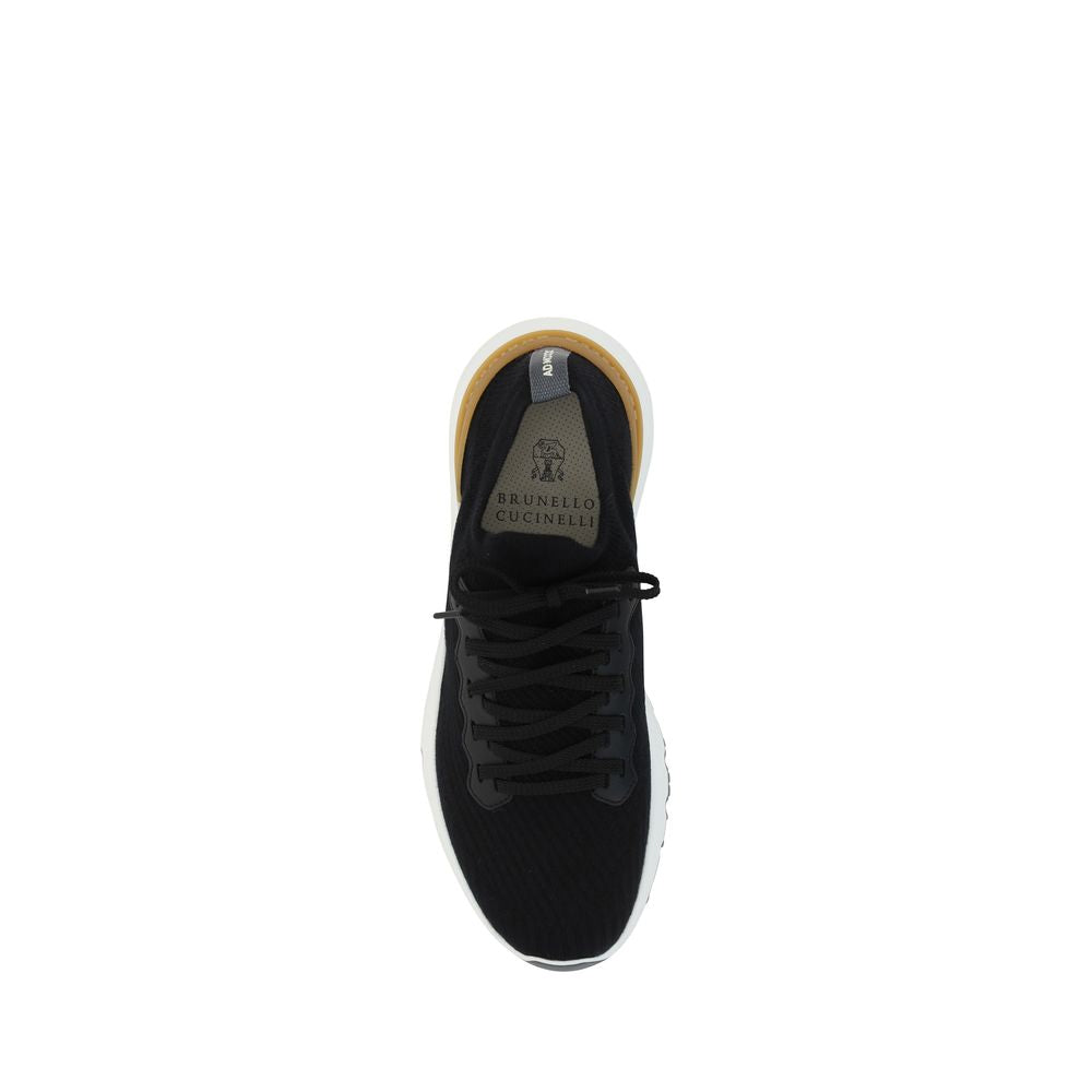 Brunello Cucinelli Schwarze Low-Top-Sneaker aus Baumwolle