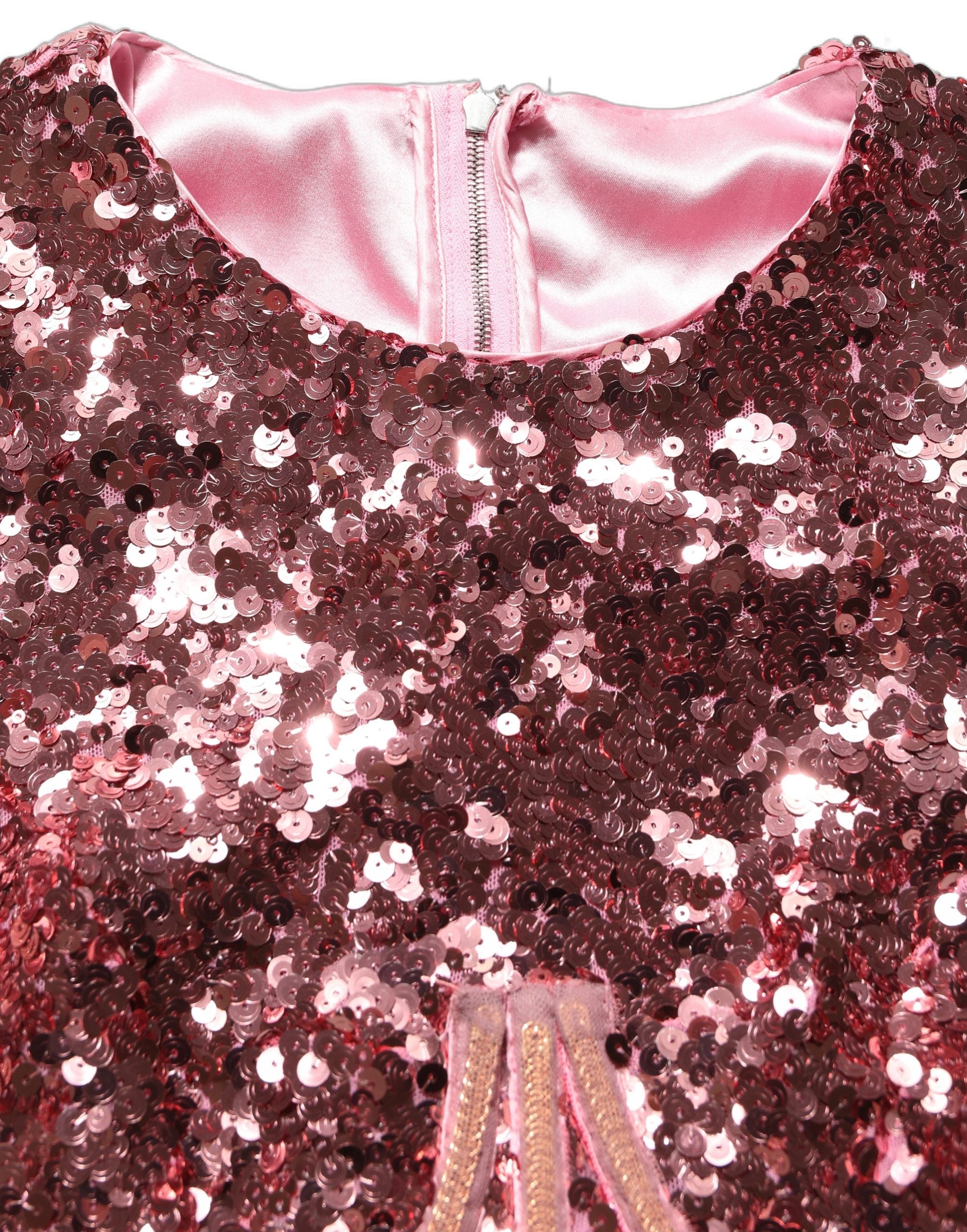 Dolce & Gabbana Langes pinkfarbenes Pailletten-Abendkleid mit Korsett-Detailing